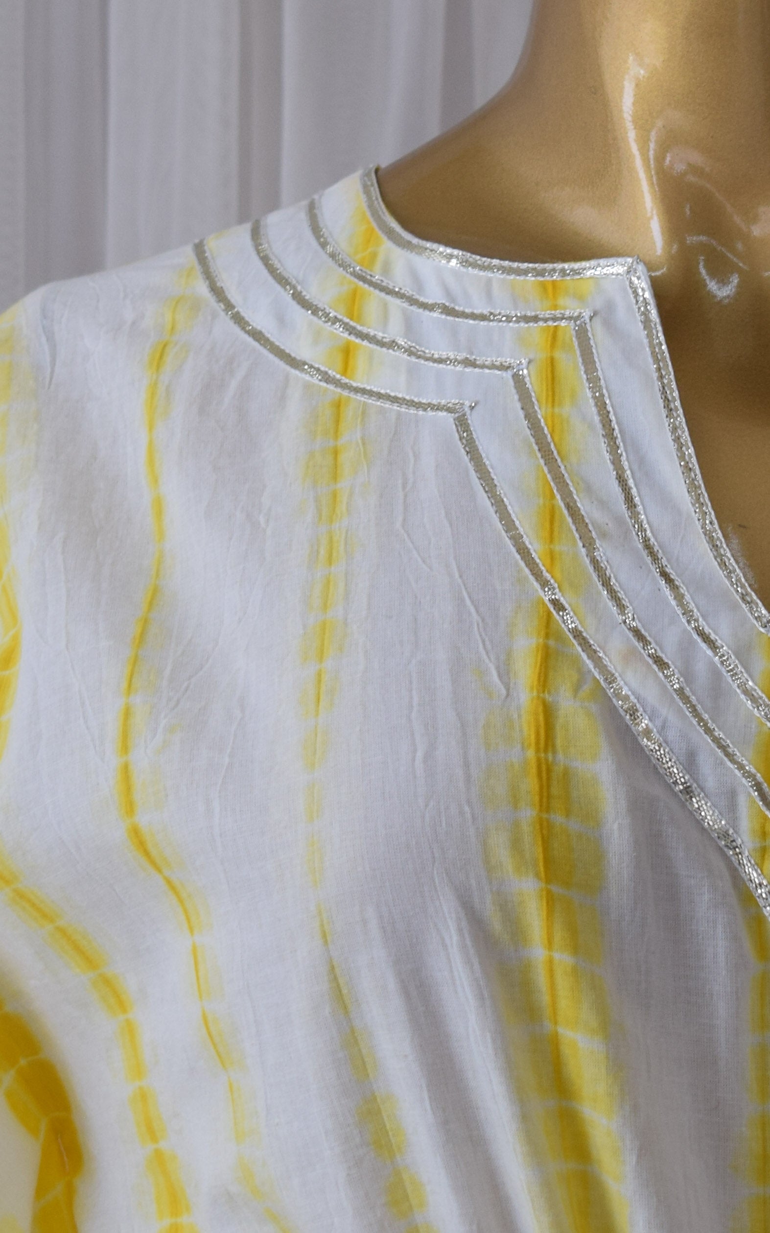 Yellow Shibori Kaftan & Pant Set