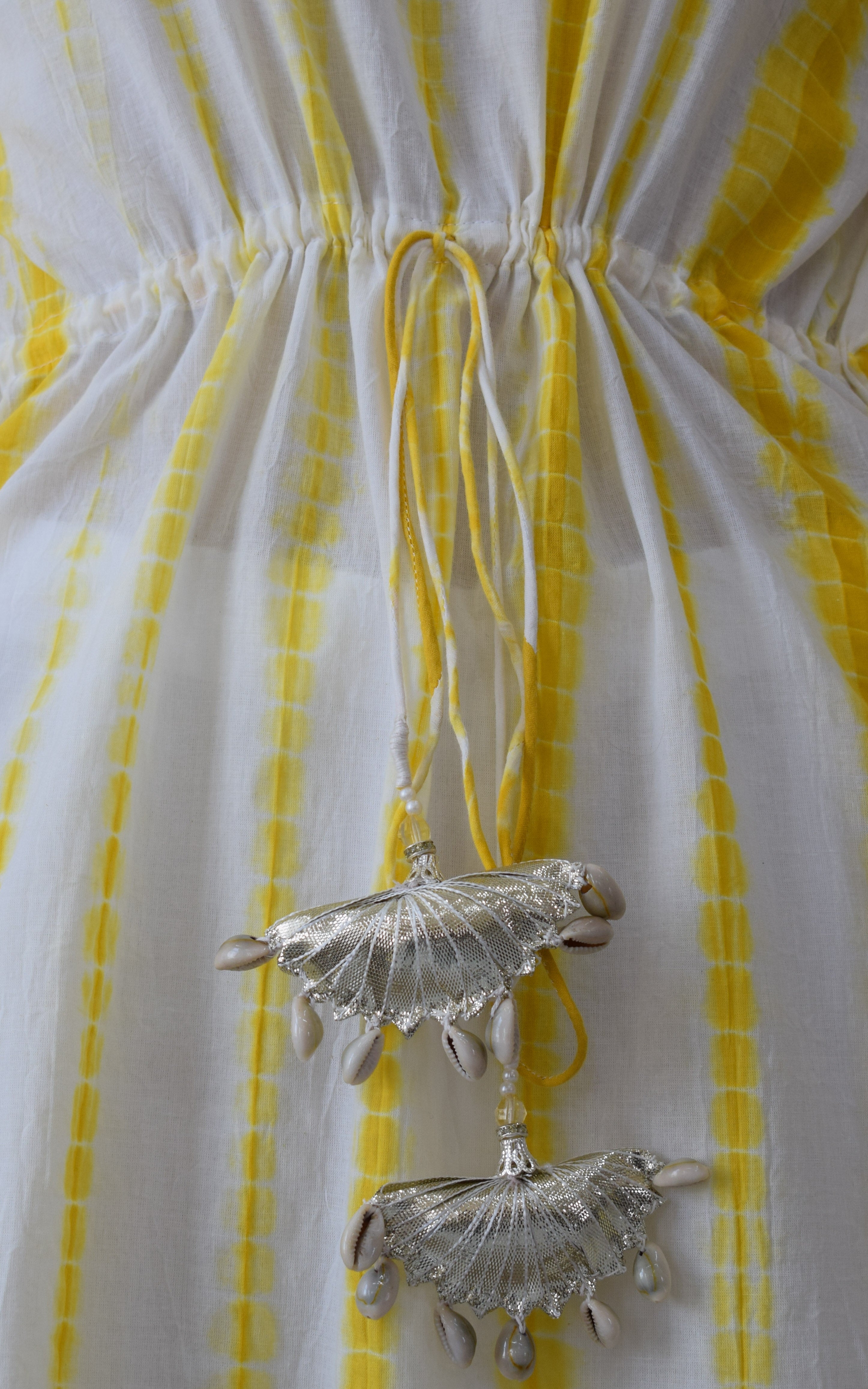 Yellow Shibori Kaftan & Pant Set