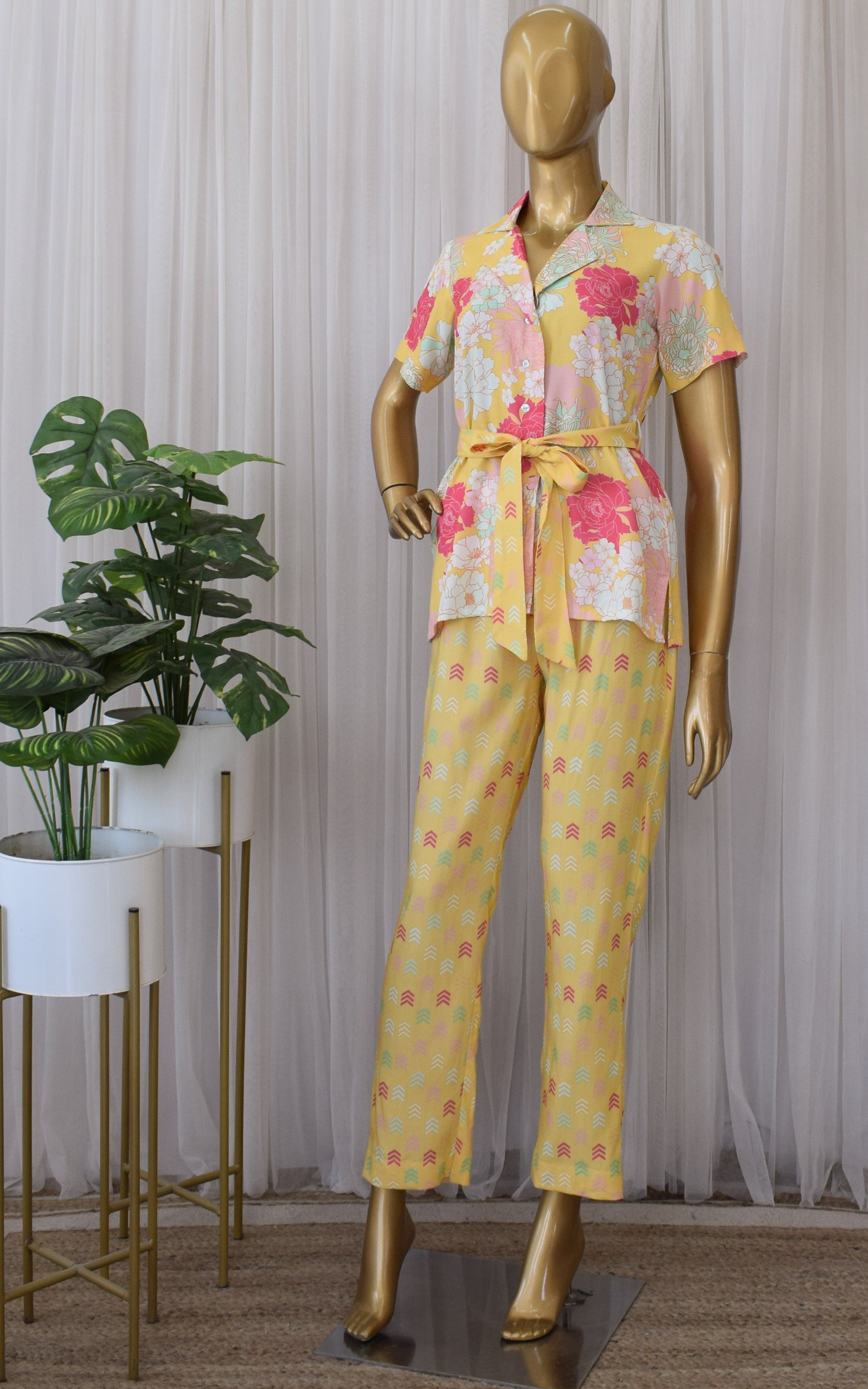 Yellow Printed Cotton Co-ord Set