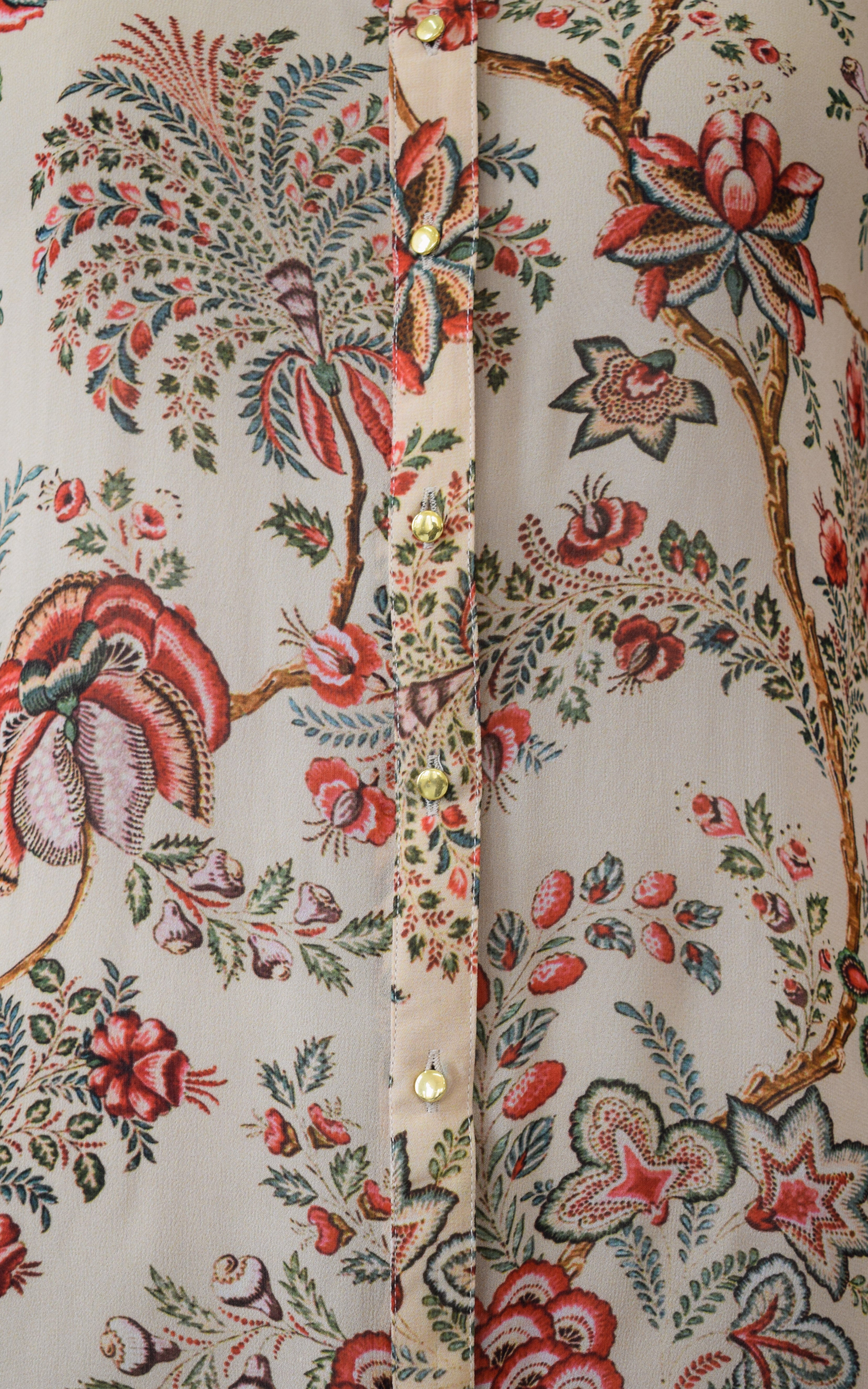 Beige Floral Printed Georgette Shirt