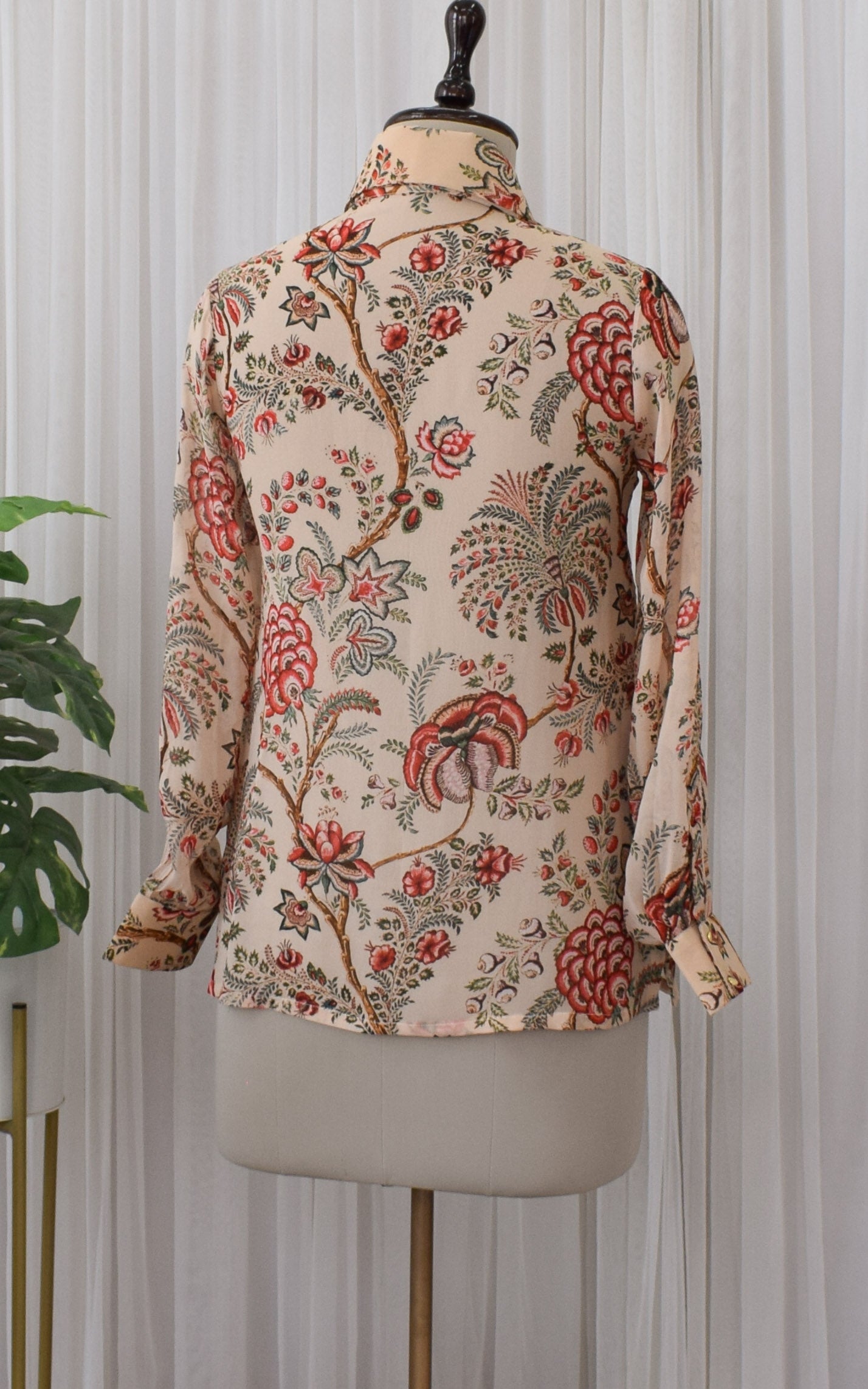 Beige Floral Printed Georgette Shirt