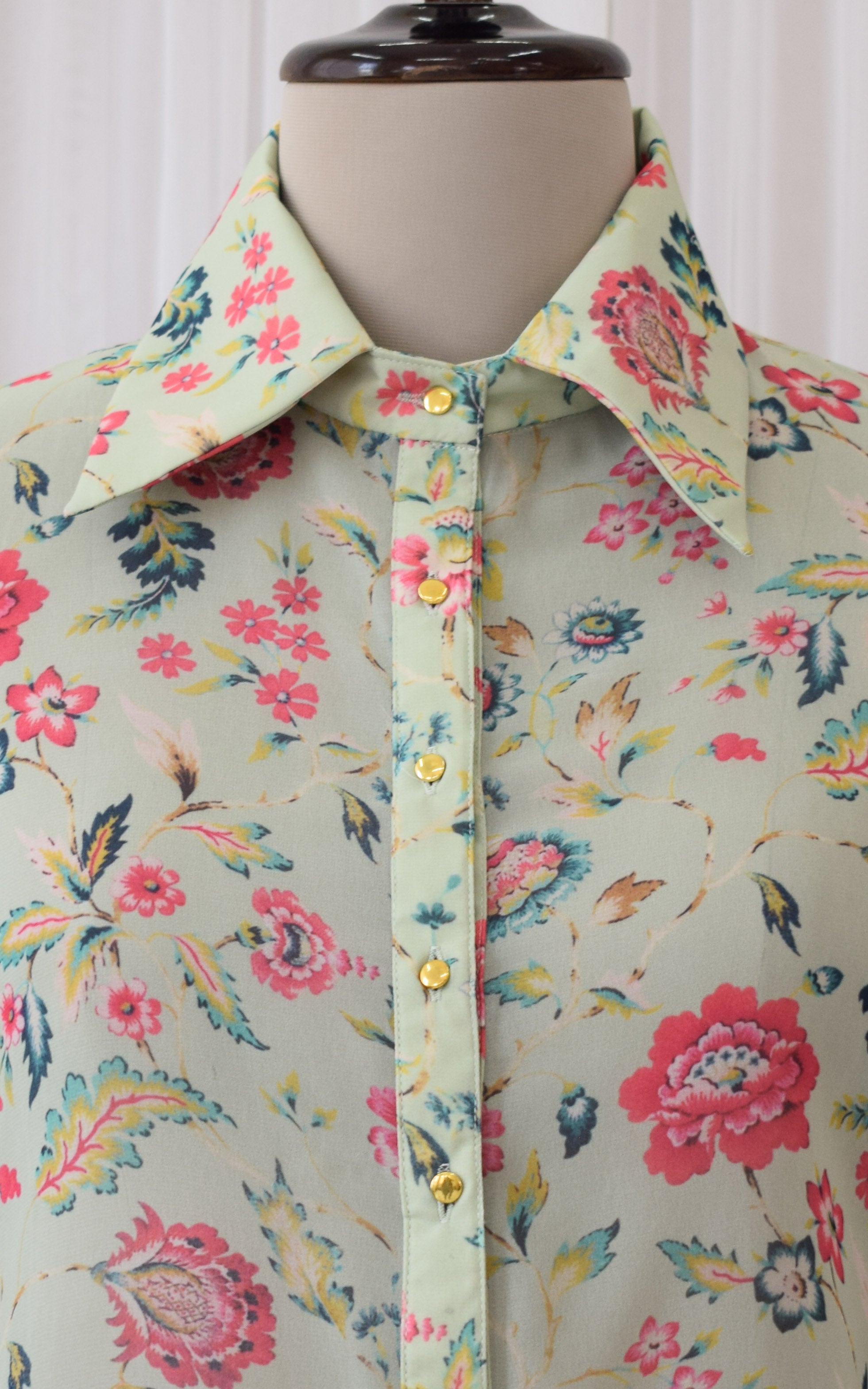 Laurel Green Floral Printed Georgette Shirt