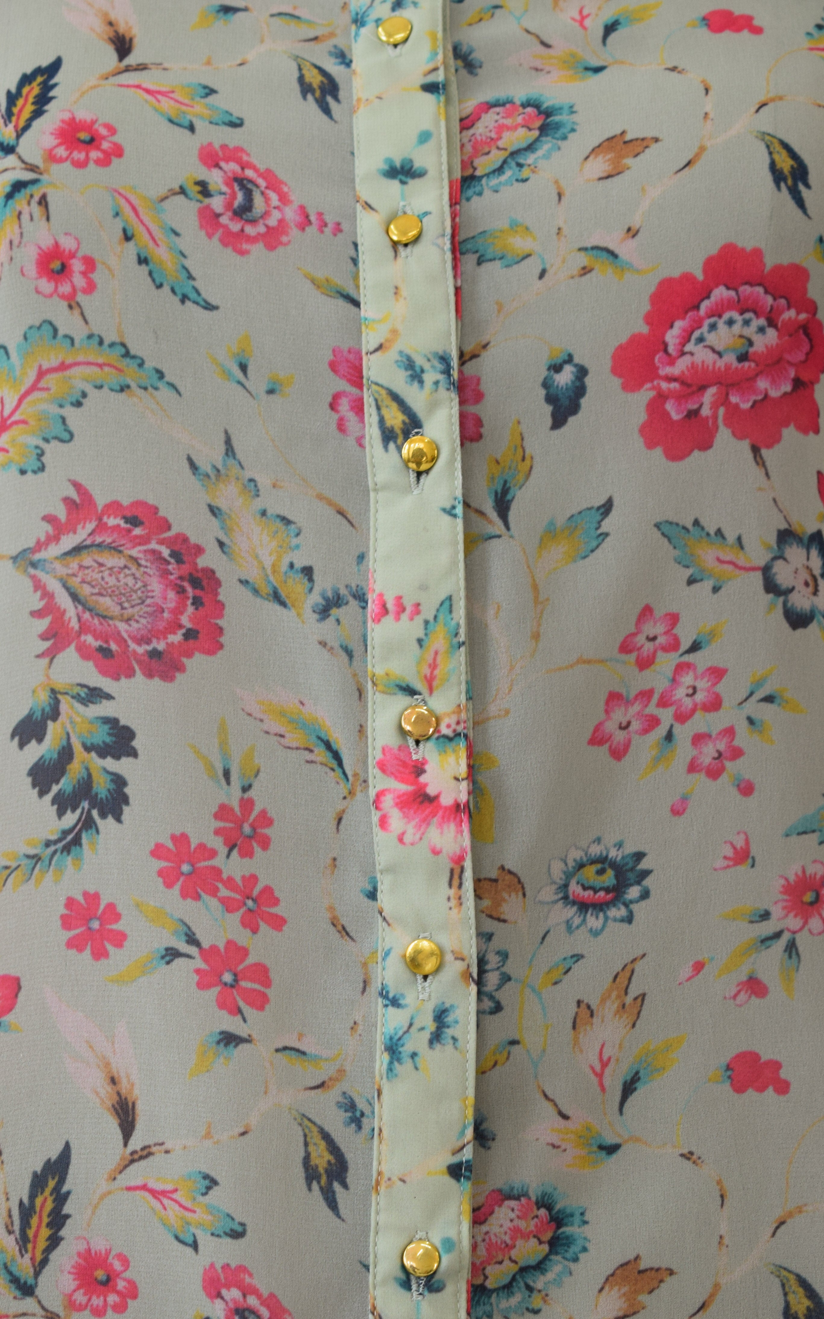 Laurel Green Floral Printed Georgette Shirt