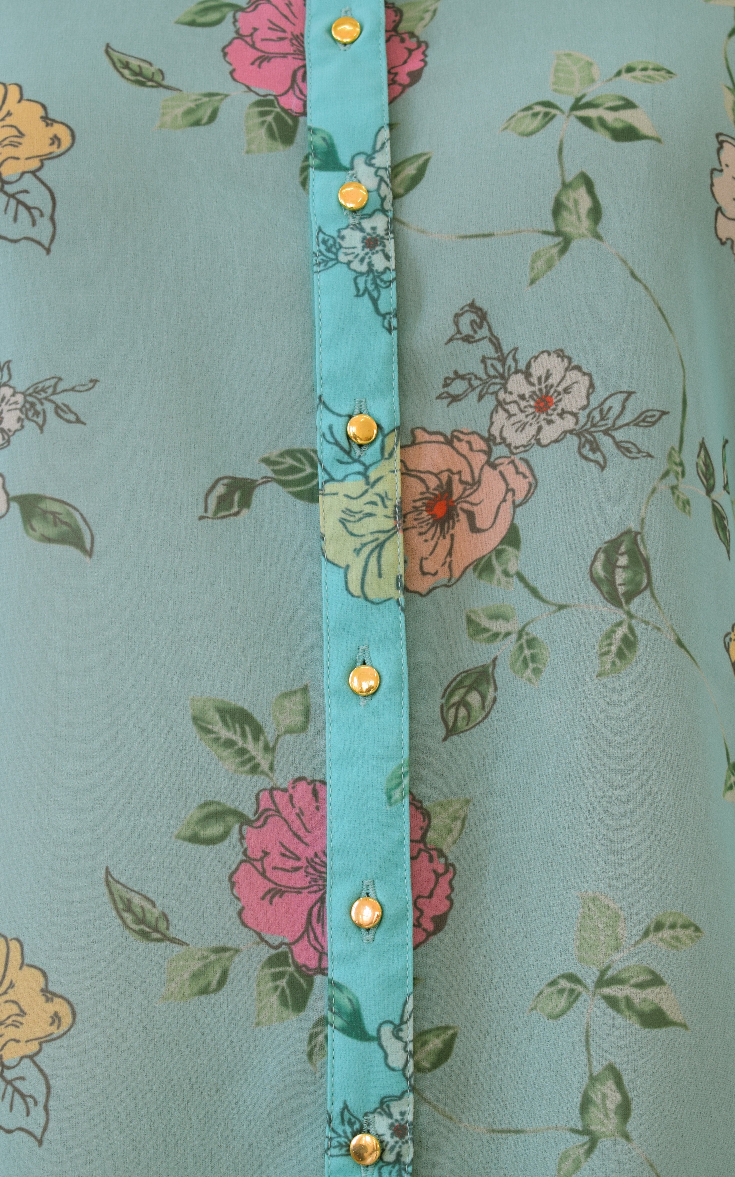 Sea Green Floral Printed Georgette Shirt