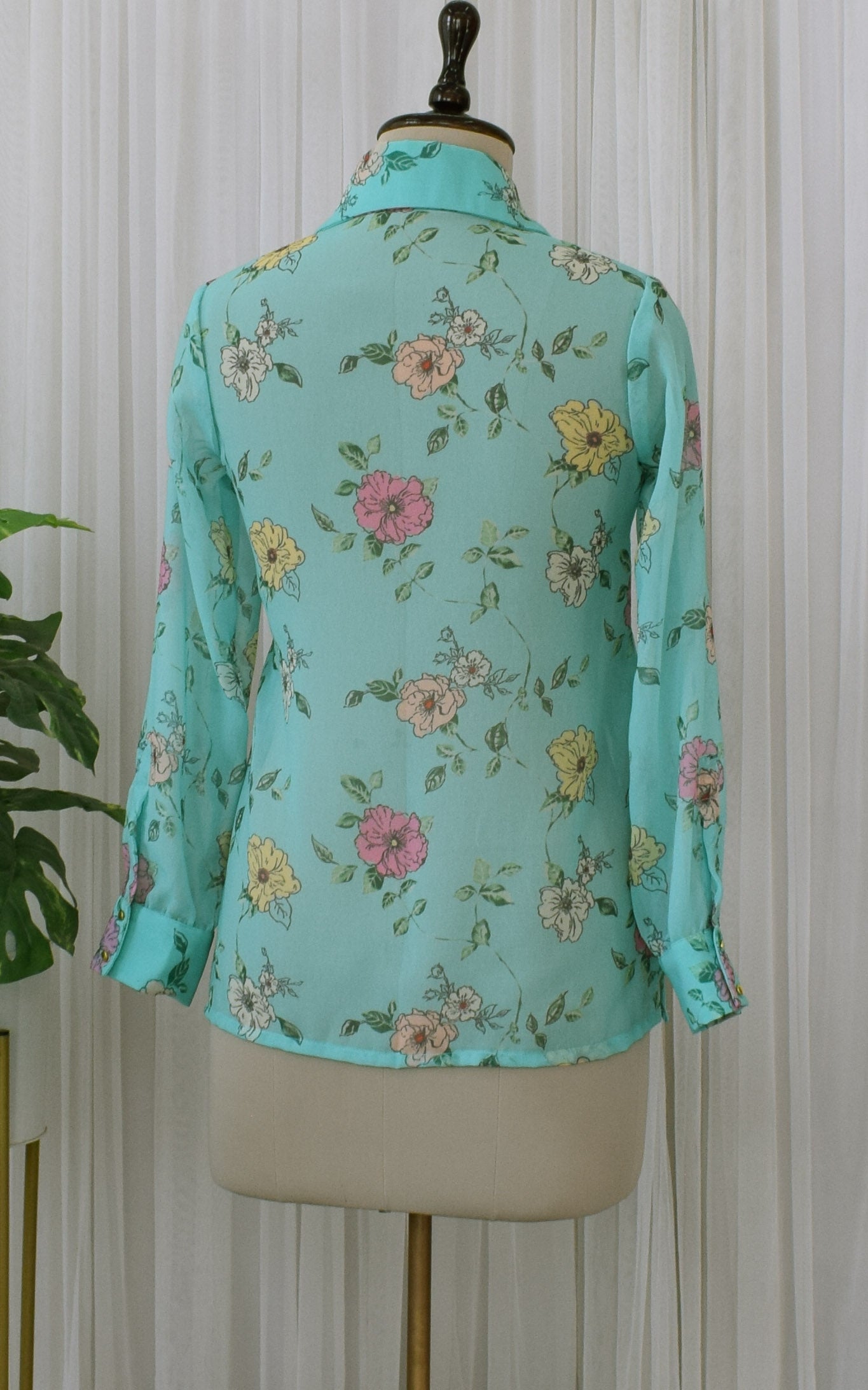 Sea Green Floral Printed Georgette Shirt