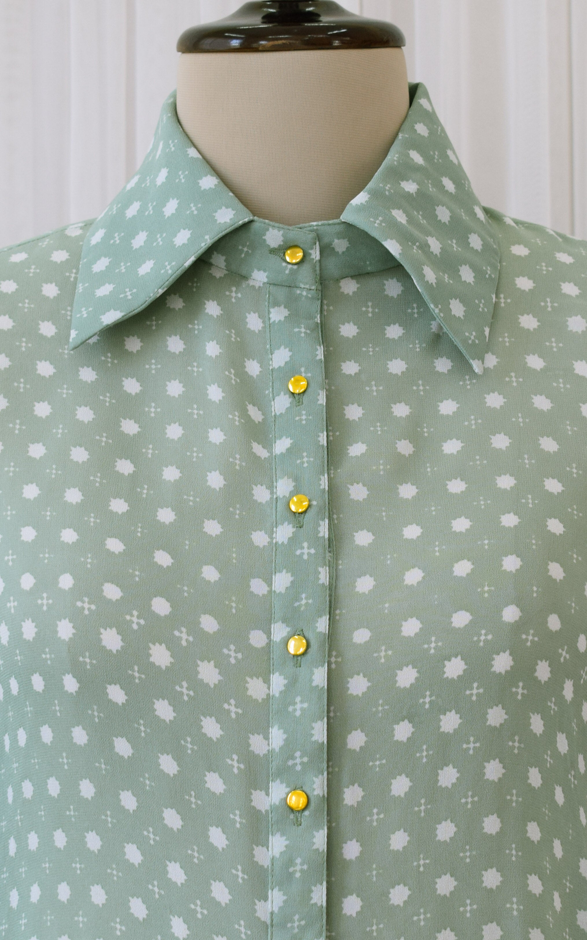 Sage Green Printed Georgette Shirt