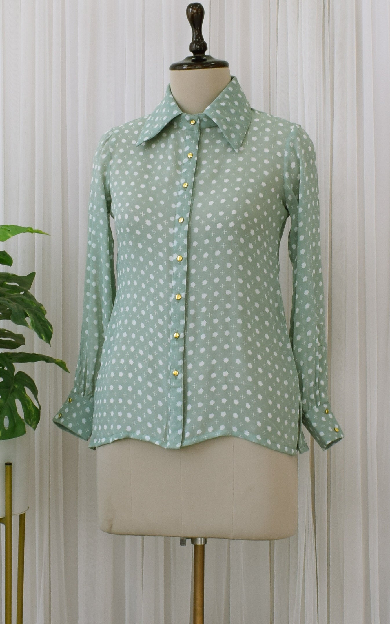 Sage Green Printed Georgette Shirt