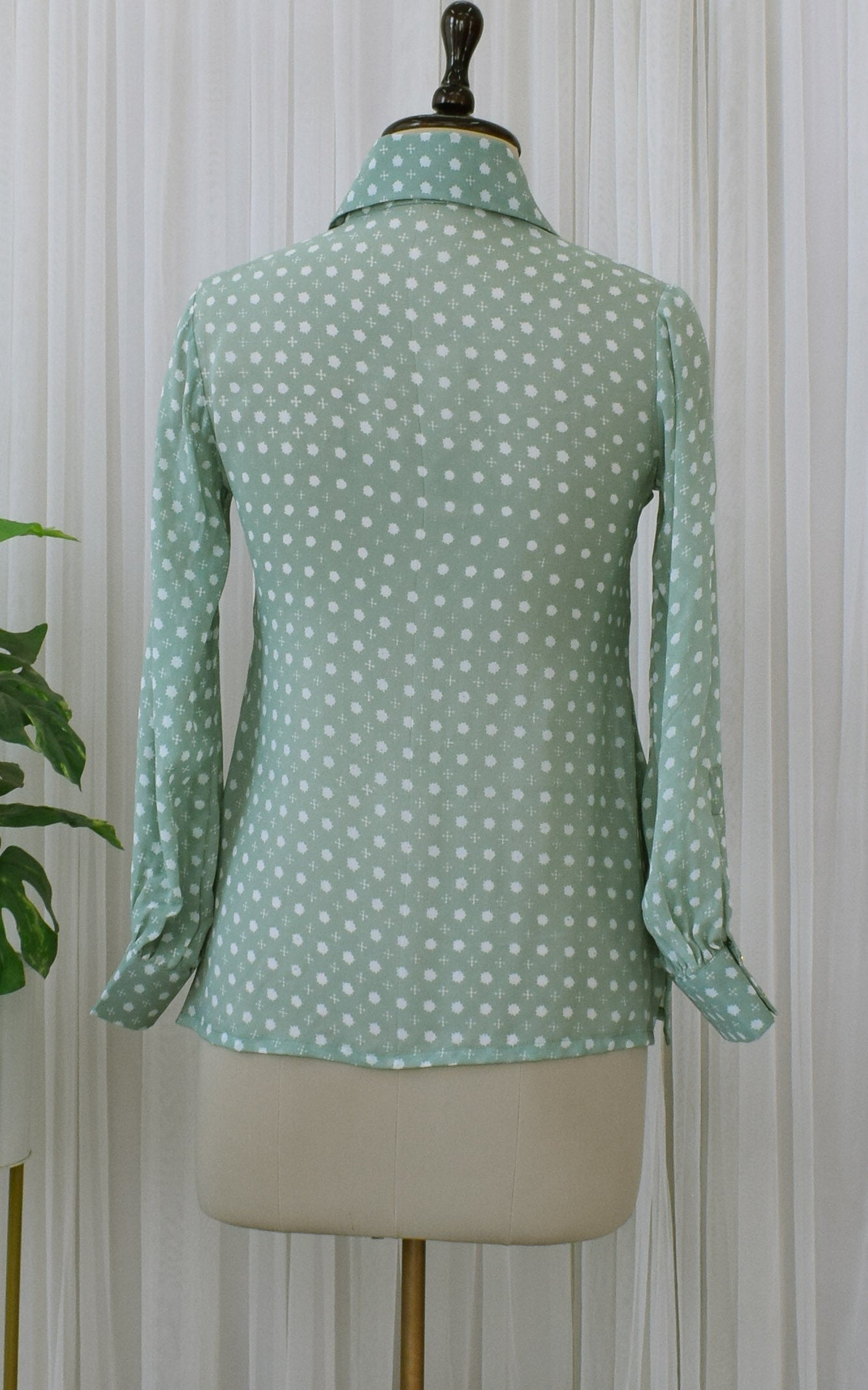Sage Green Printed Georgette Shirt