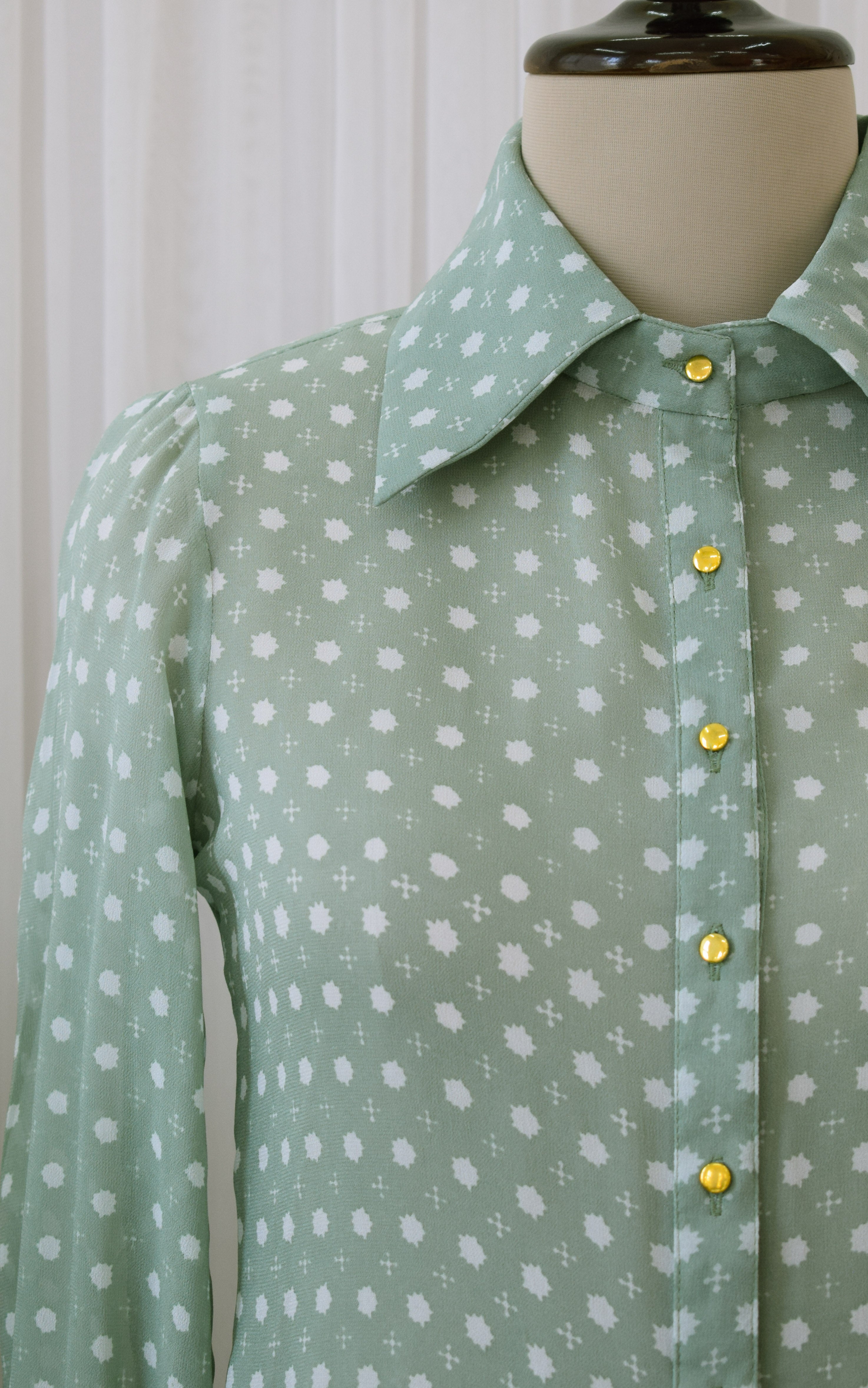 Sage Green Printed Georgette Shirt