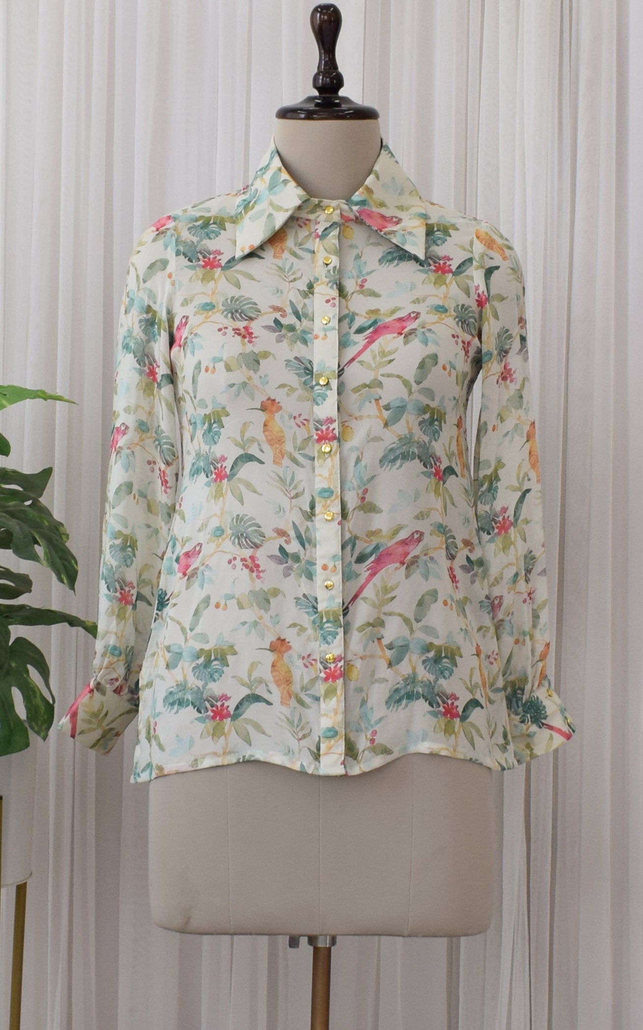 Off-White Bird Printed Georgette Shirt