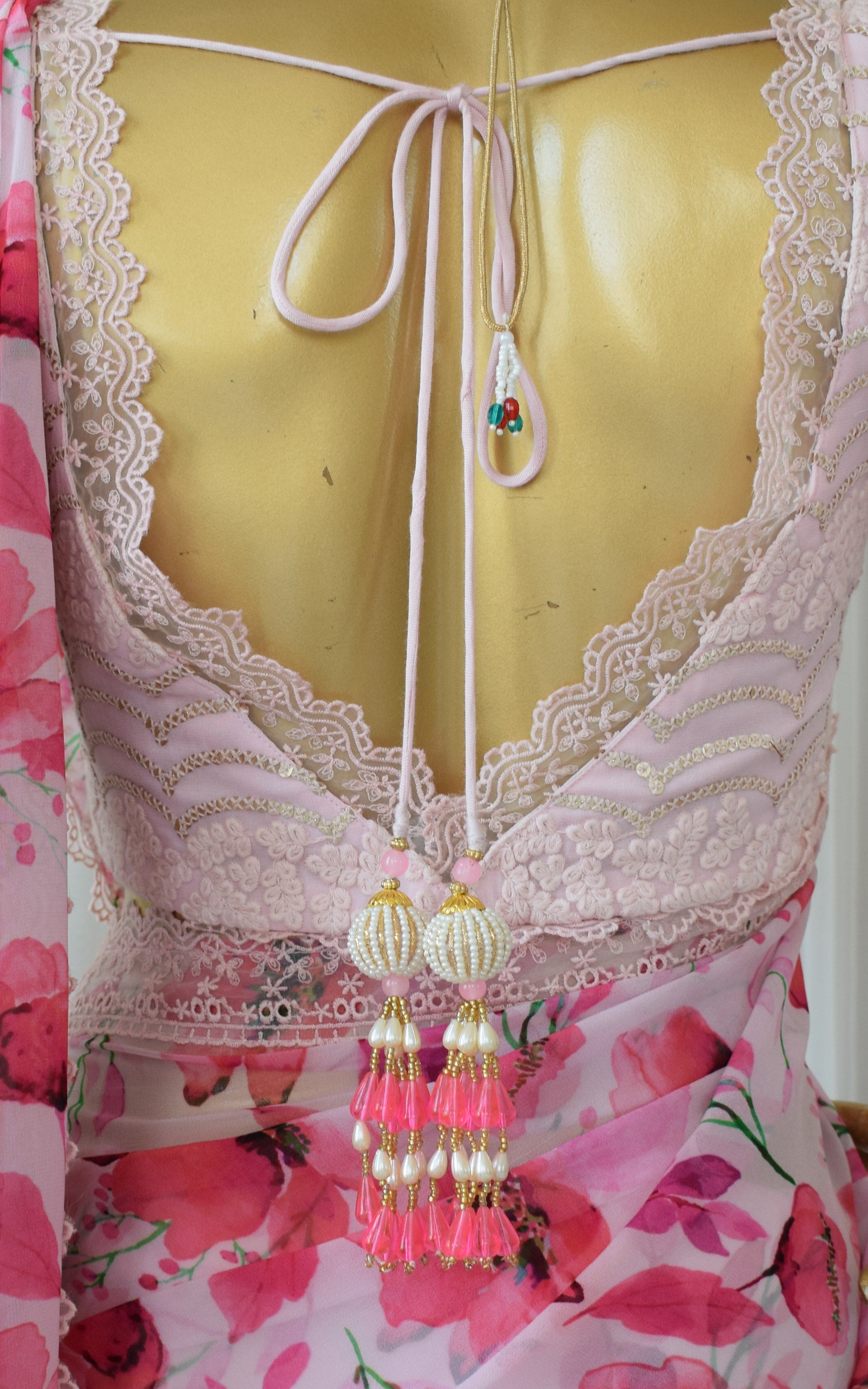 Pink Floral Printed Georgette Saree