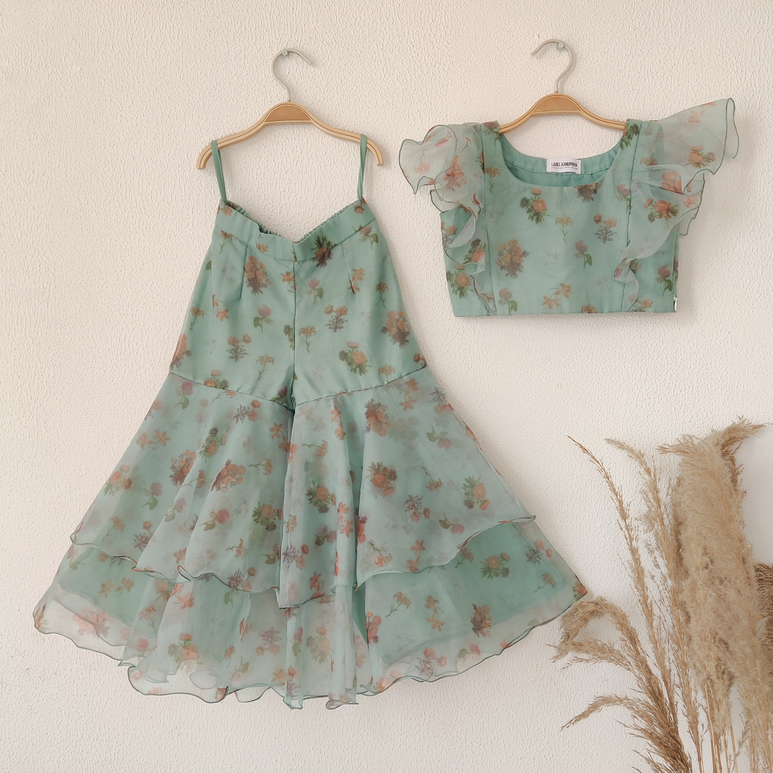 Wildflower Organza Crop-Top Kids Sharara Set