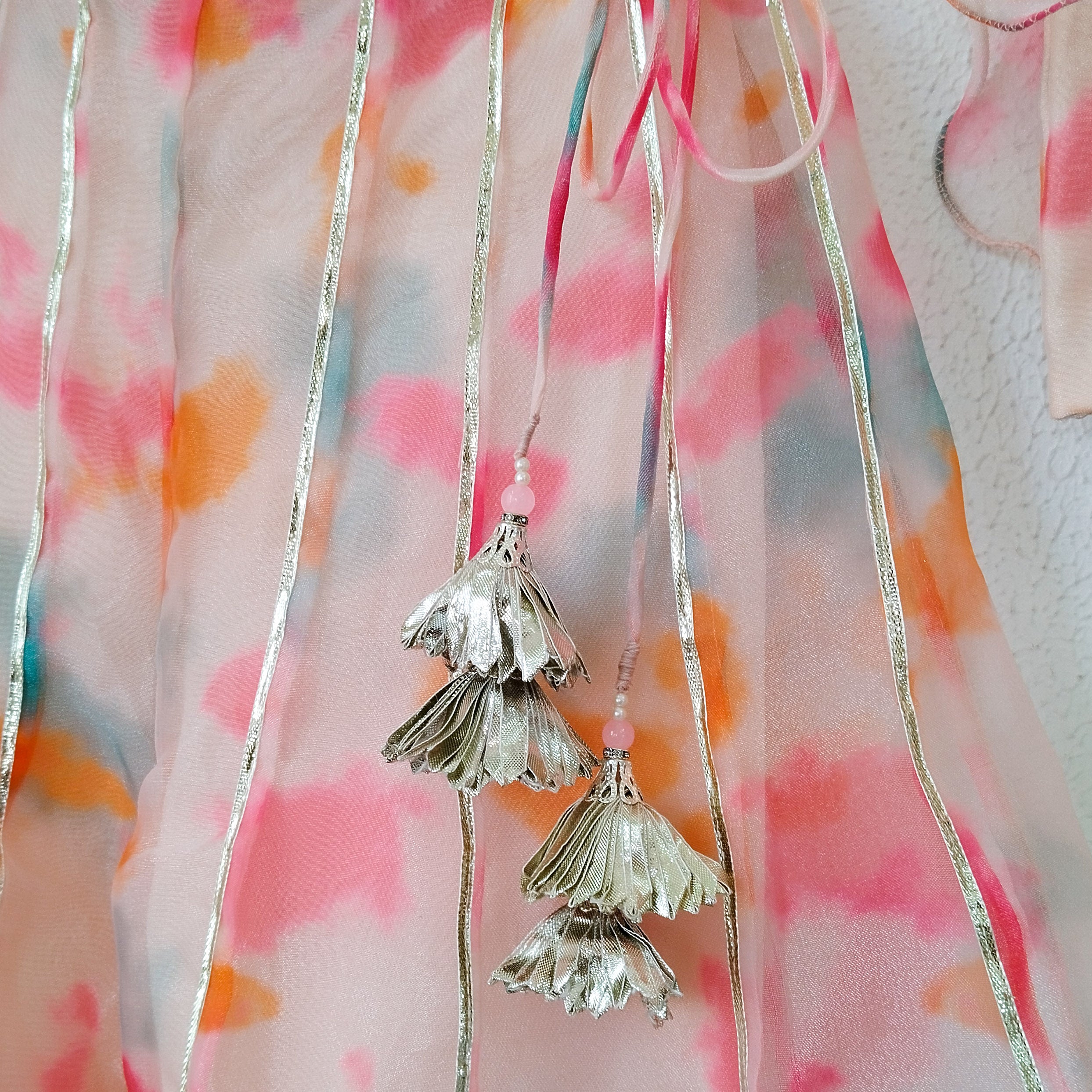 Color Splash Ruffle Organza Kids Crop-Top & Sharara