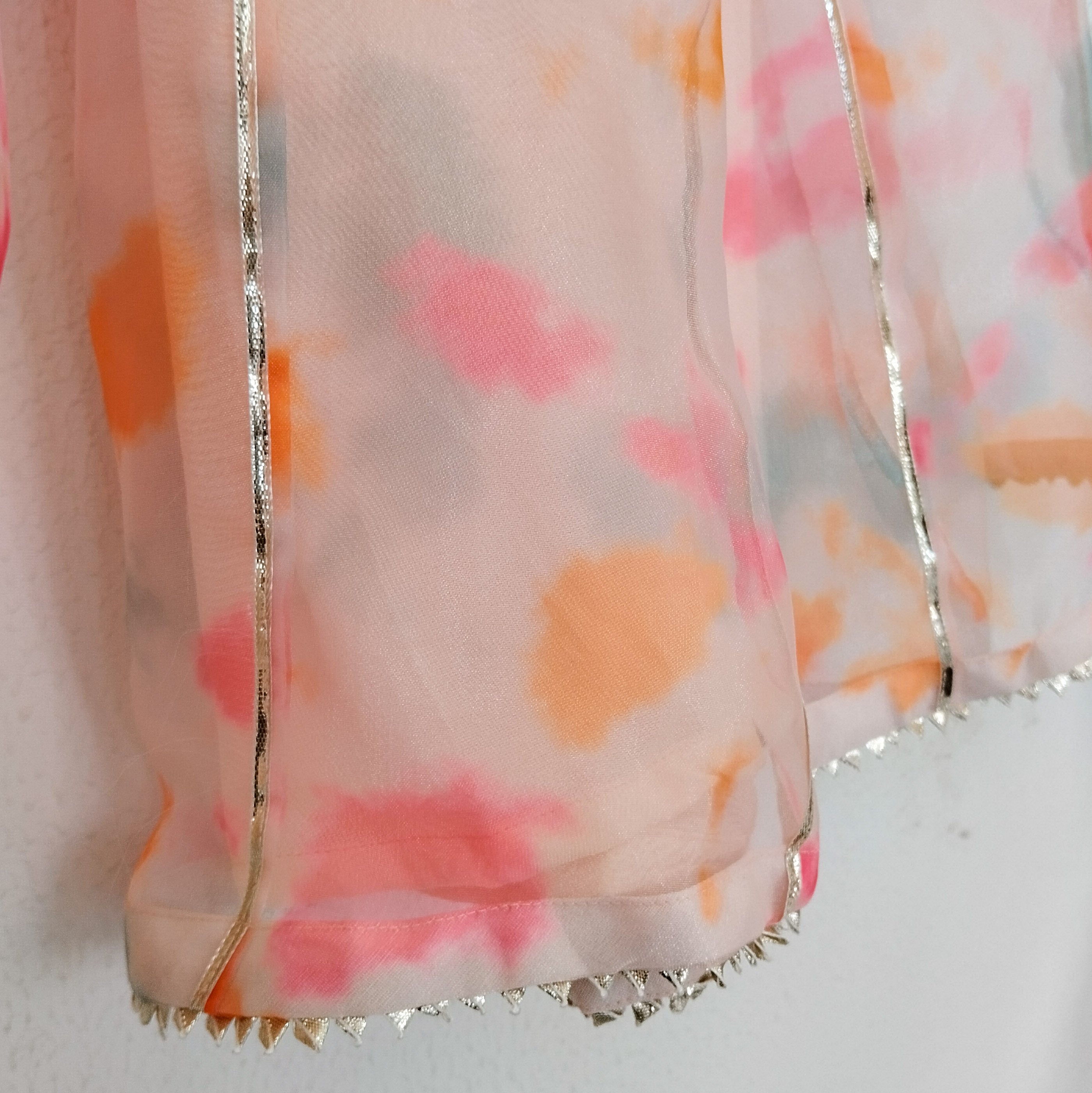 Color Splash Ruffle Organza Kids Crop-Top & Sharara
