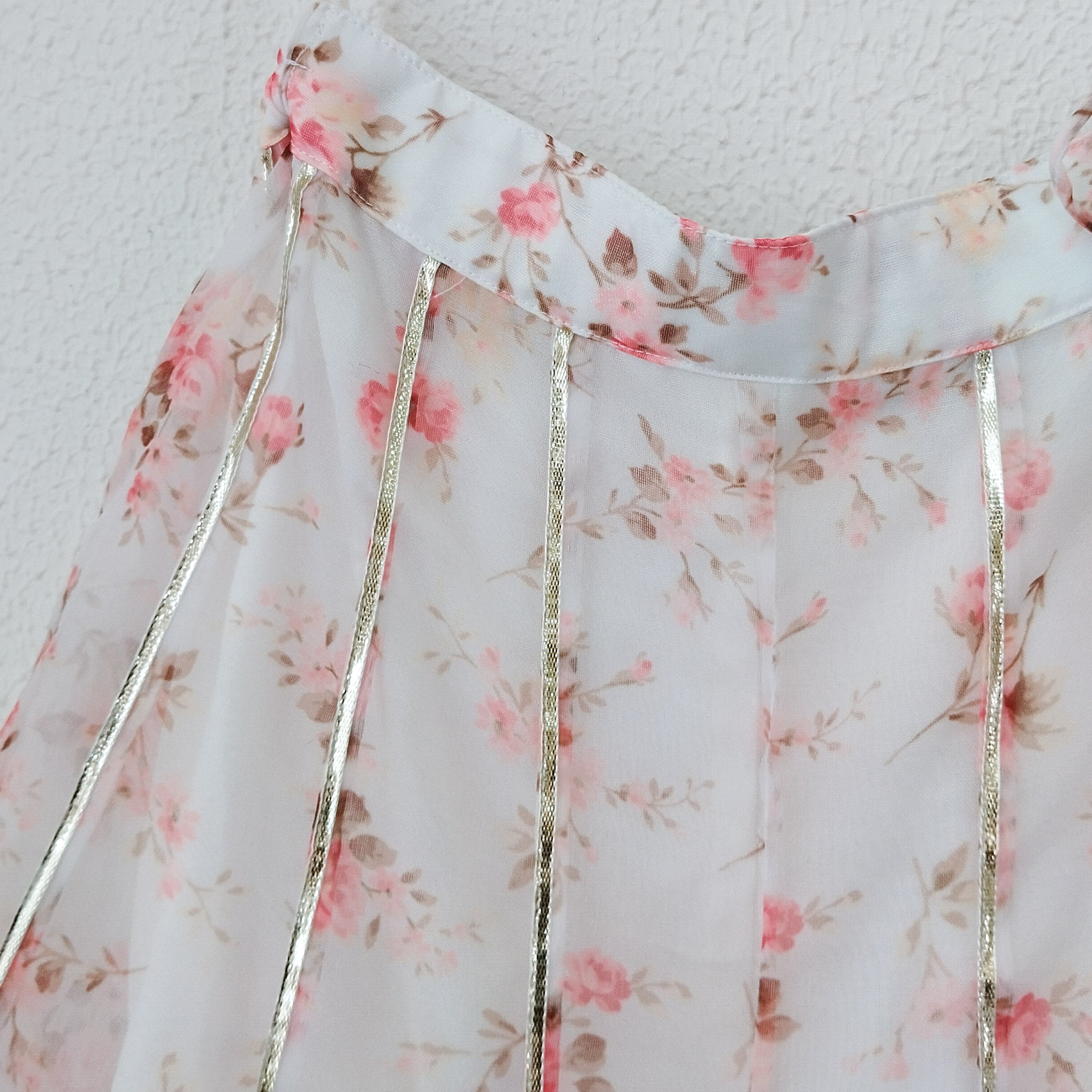 White Floral Ruffle Organza Kids Crop-Top & Sharara
