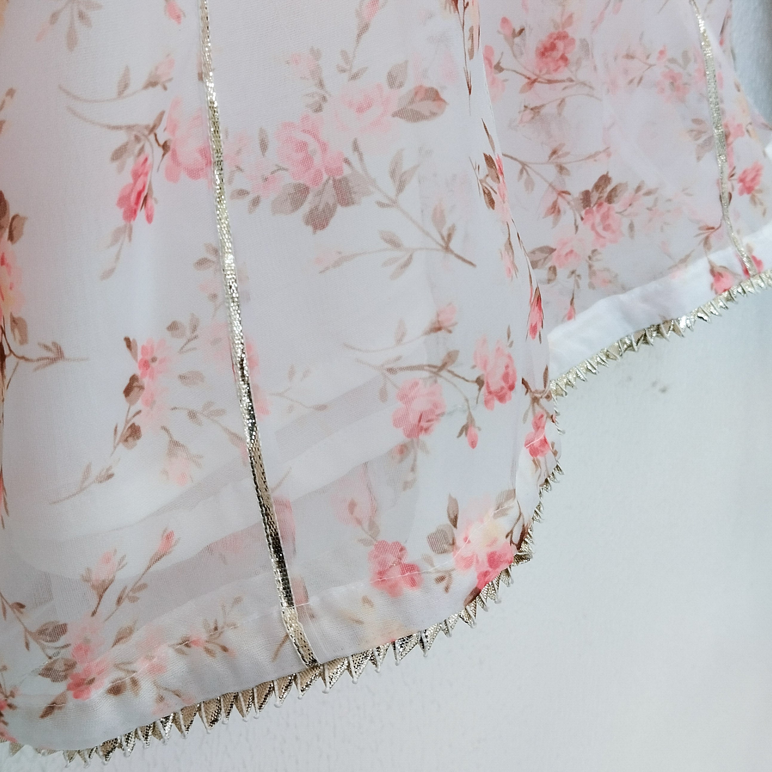 White Floral Ruffle Organza Kids Crop-Top & Sharara