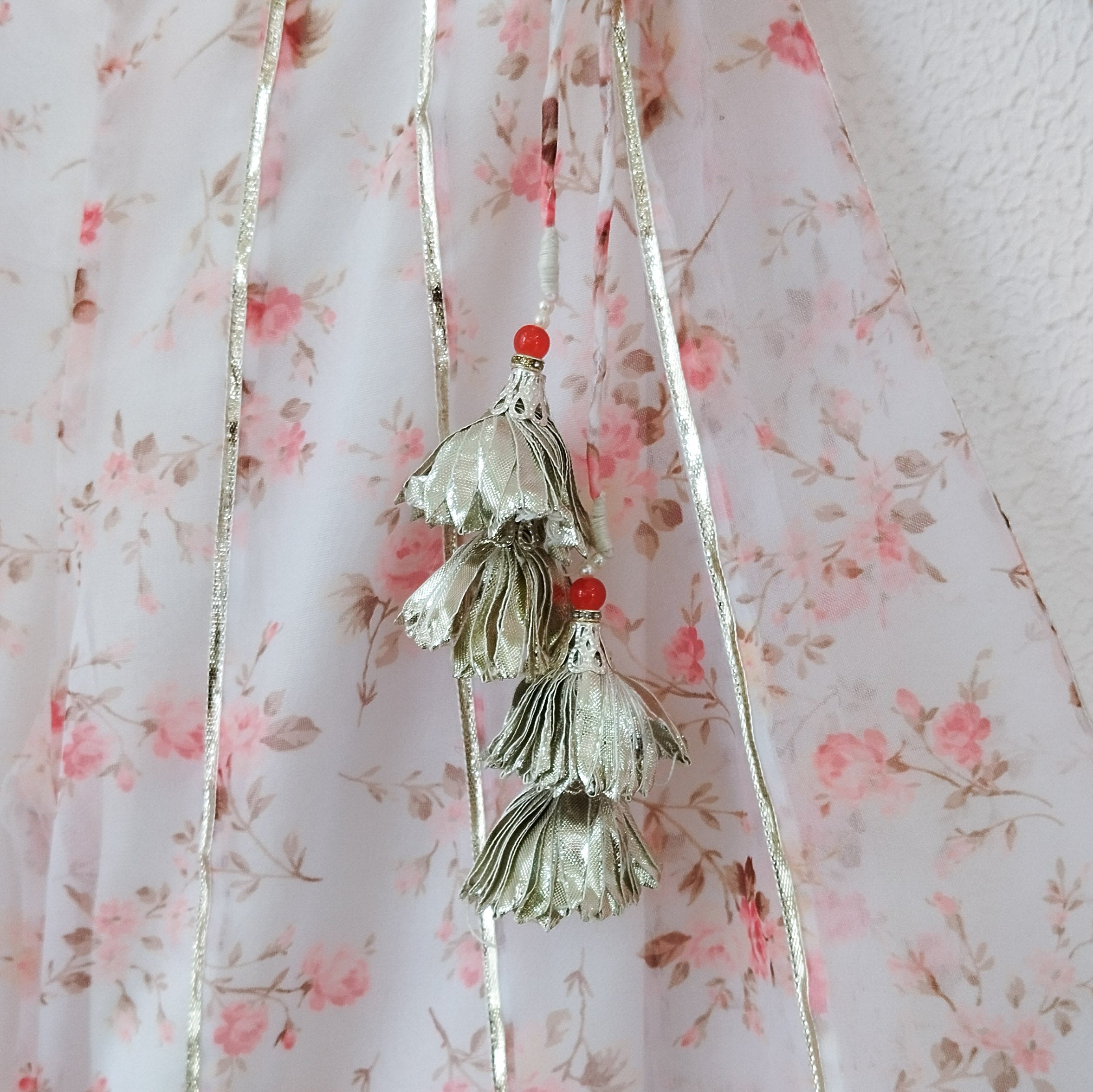 White Floral Ruffle Organza Kids Crop-Top & Sharara