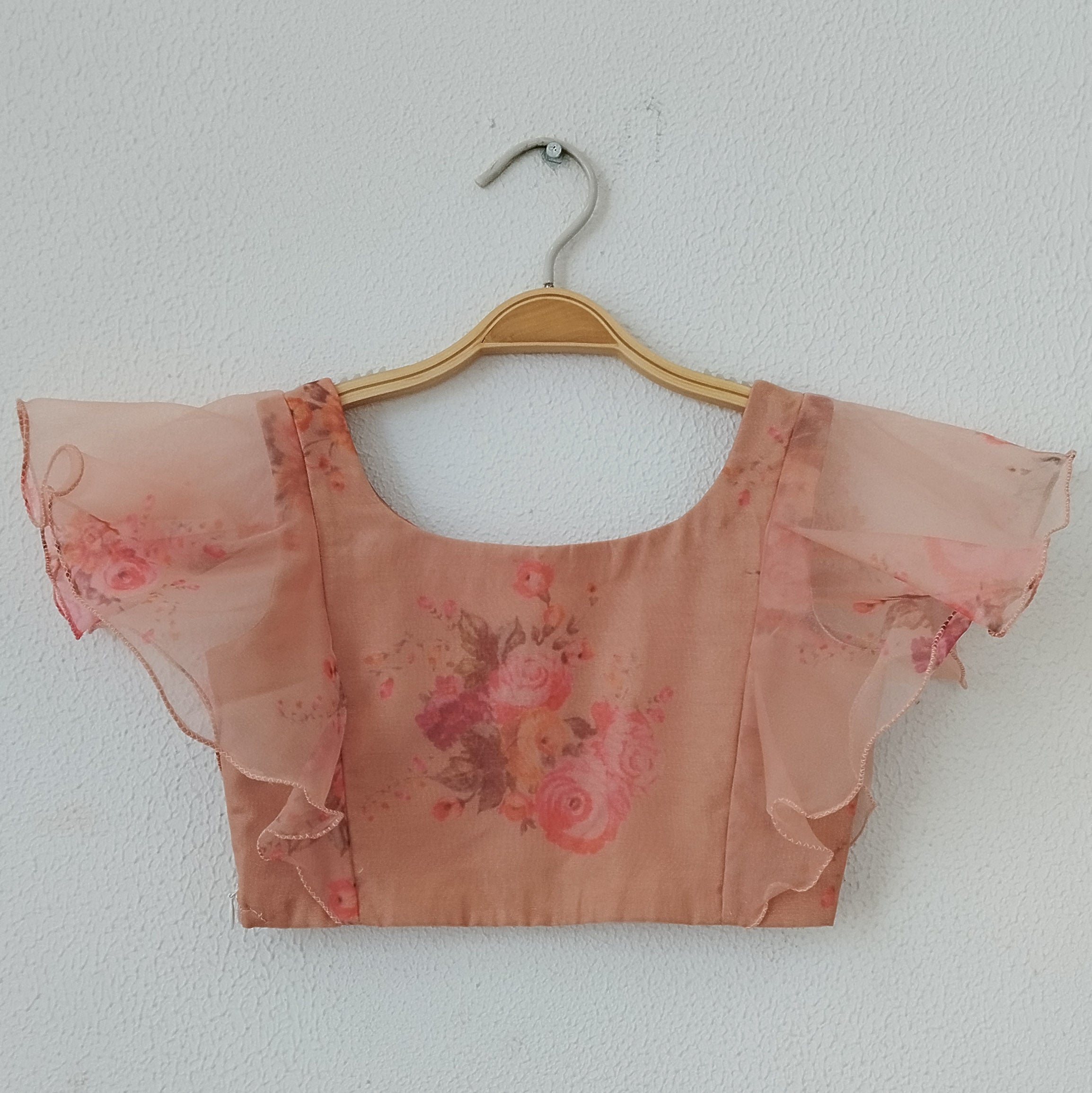 Dusty Pink Floral Organza Crop-Top Kids Sharara Set