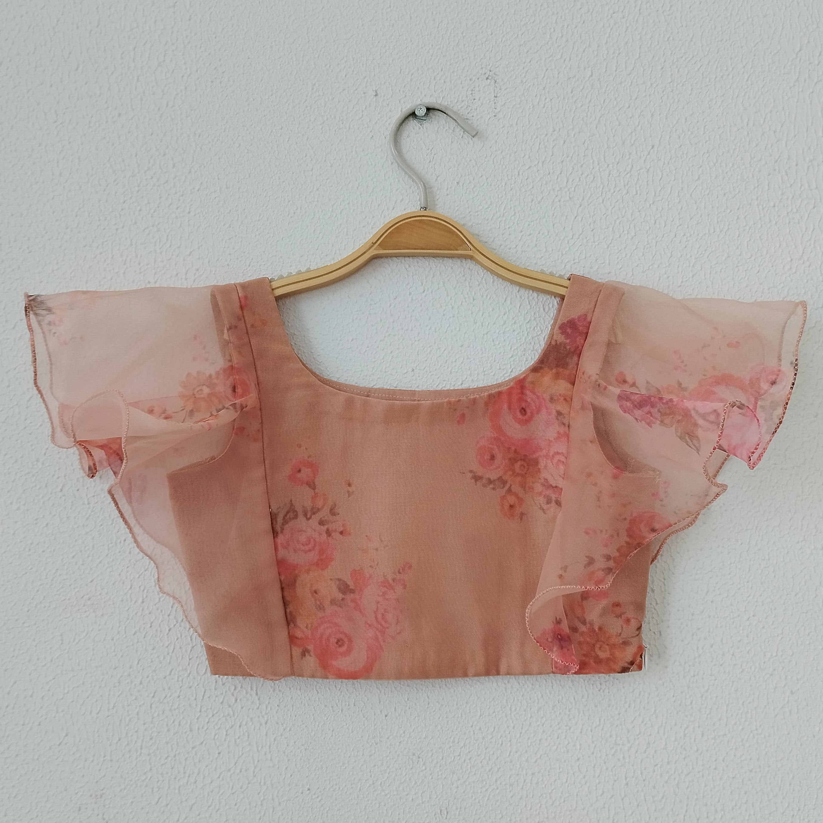 Dusty Pink Floral Organza Crop-Top Kids Sharara Set