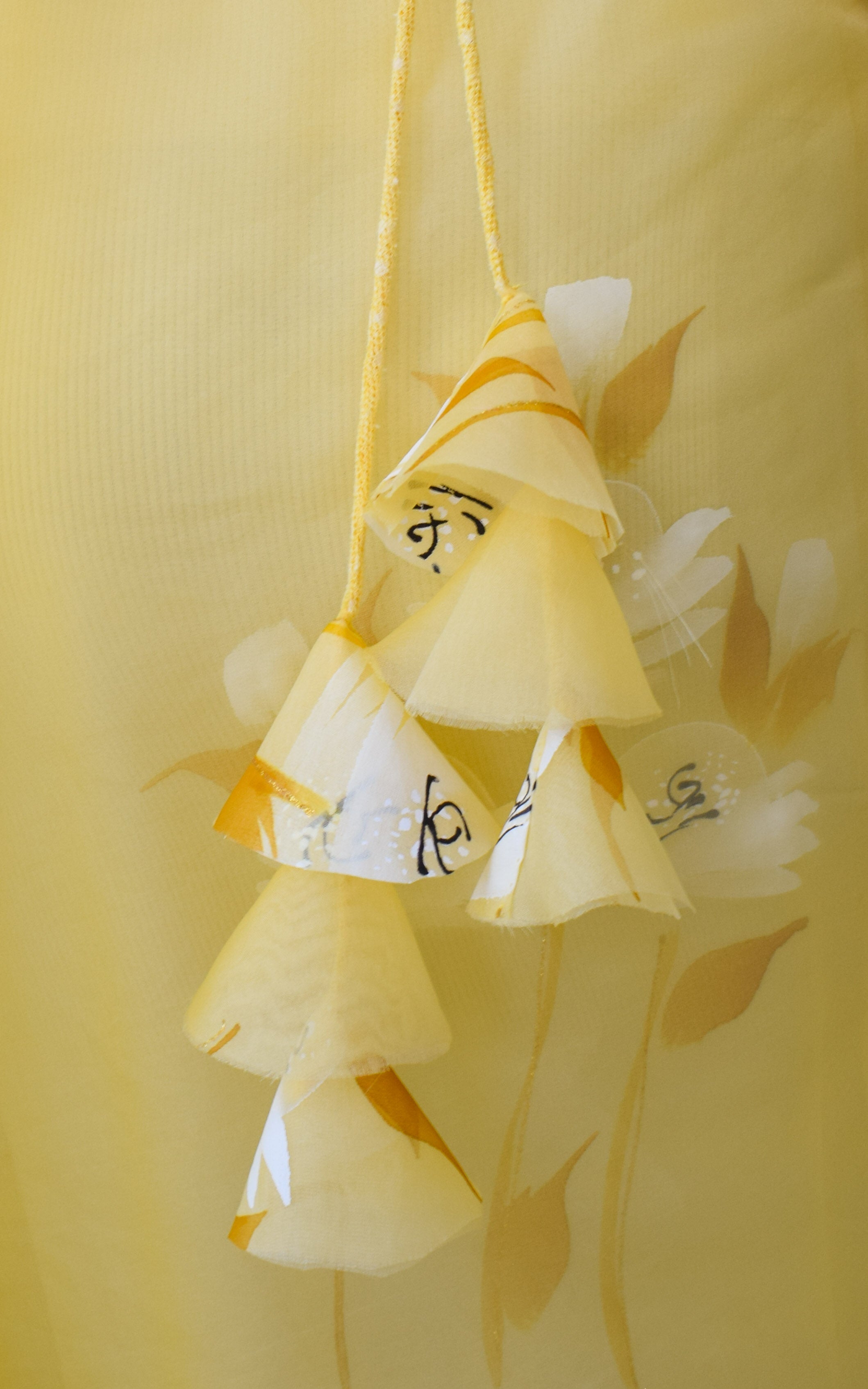 Macaroon Yellow Handpainted Organza Saree