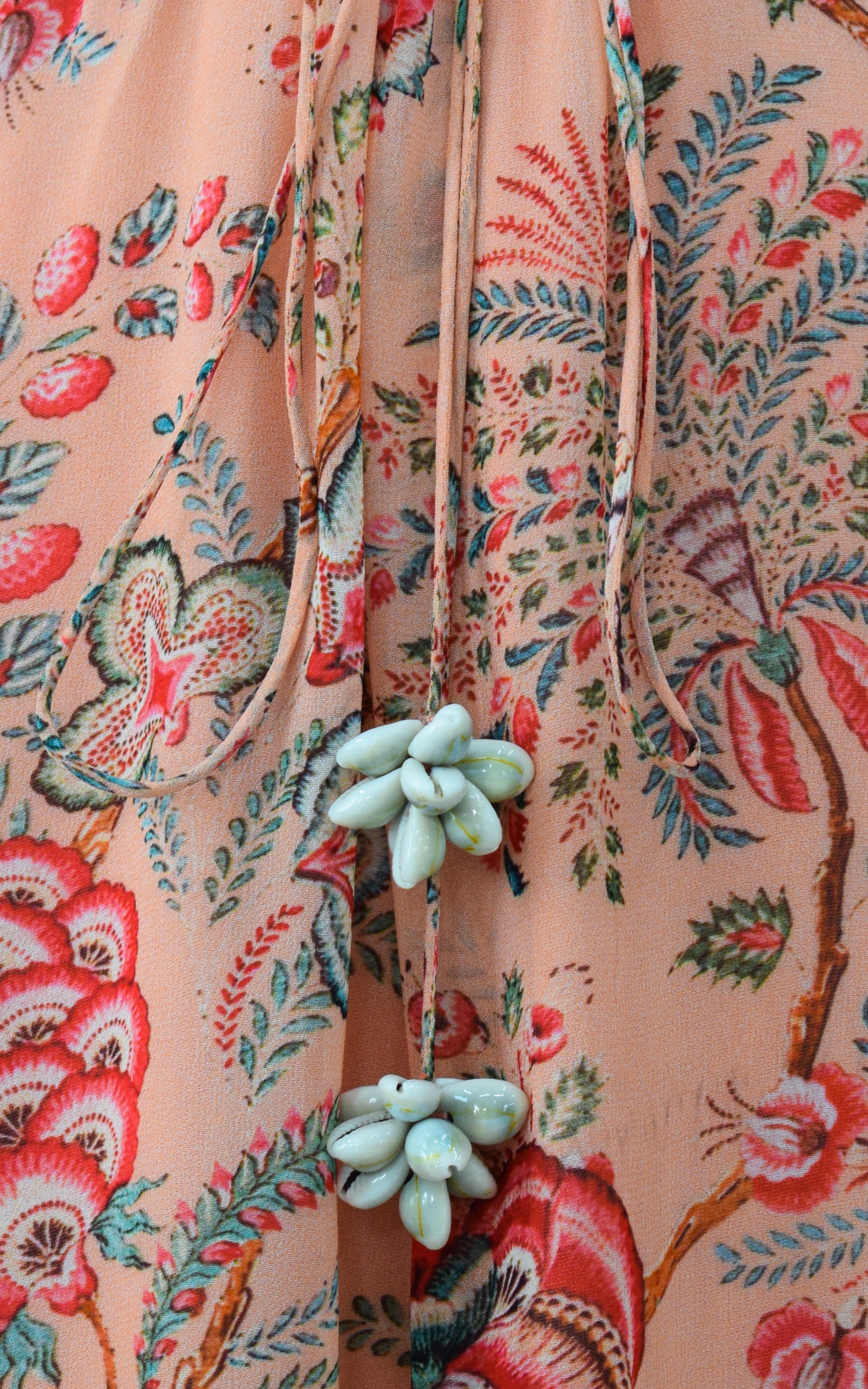 Peach Red Floral Printed Georgette Kaftan Set