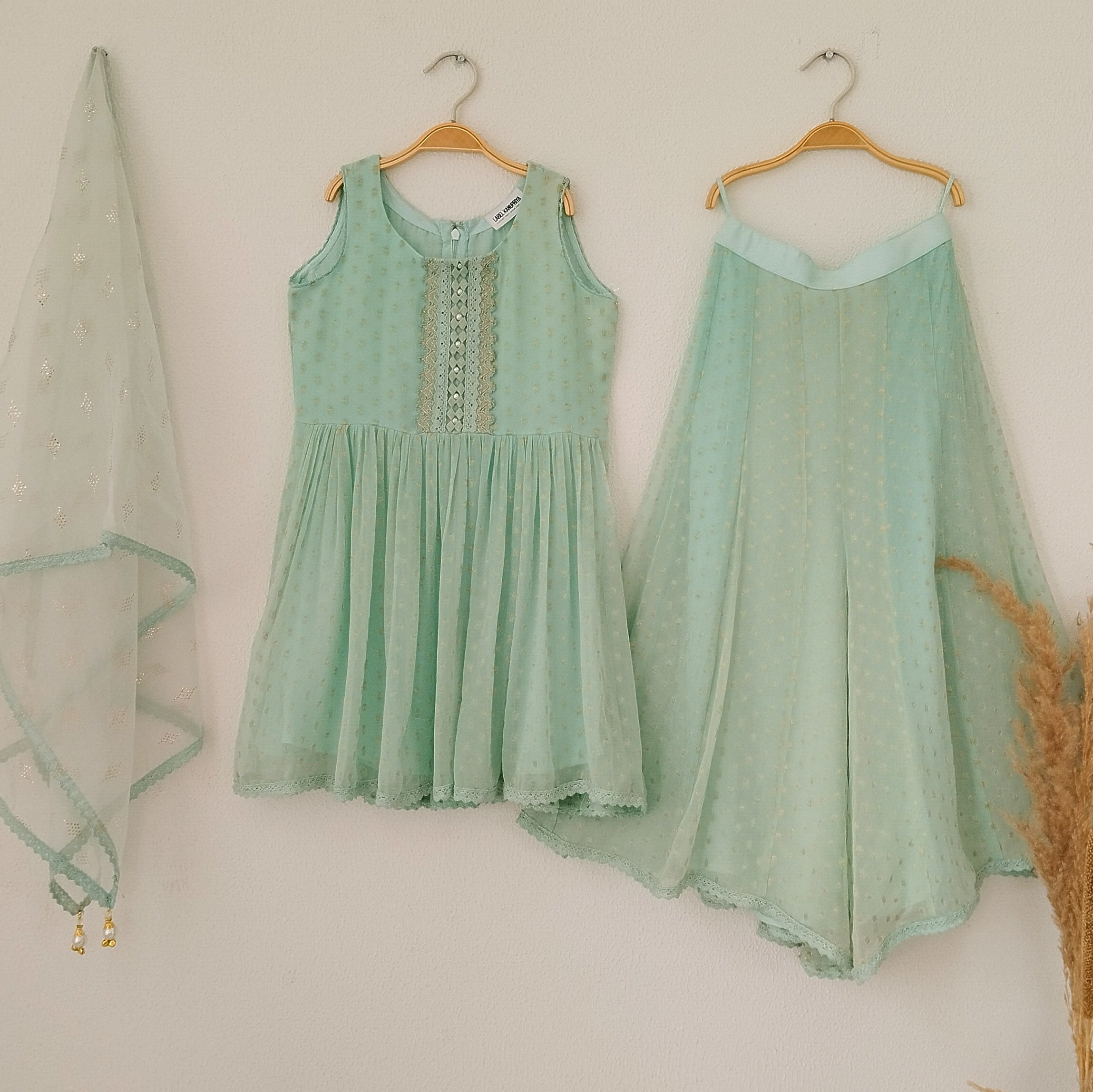 Baby Blue Georgette Kids Sharara Set