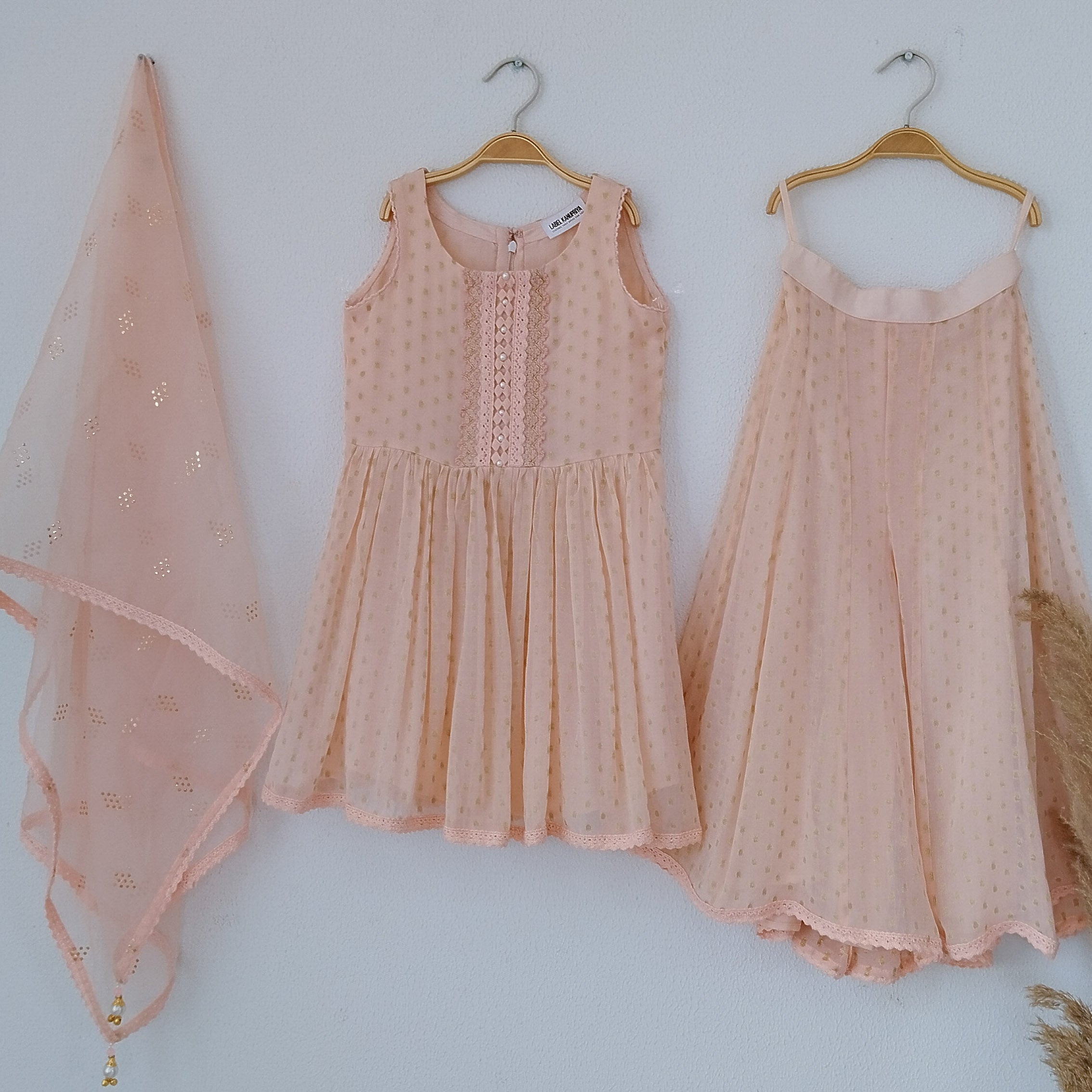 Baby Pink Georgette Kids Sharara Set