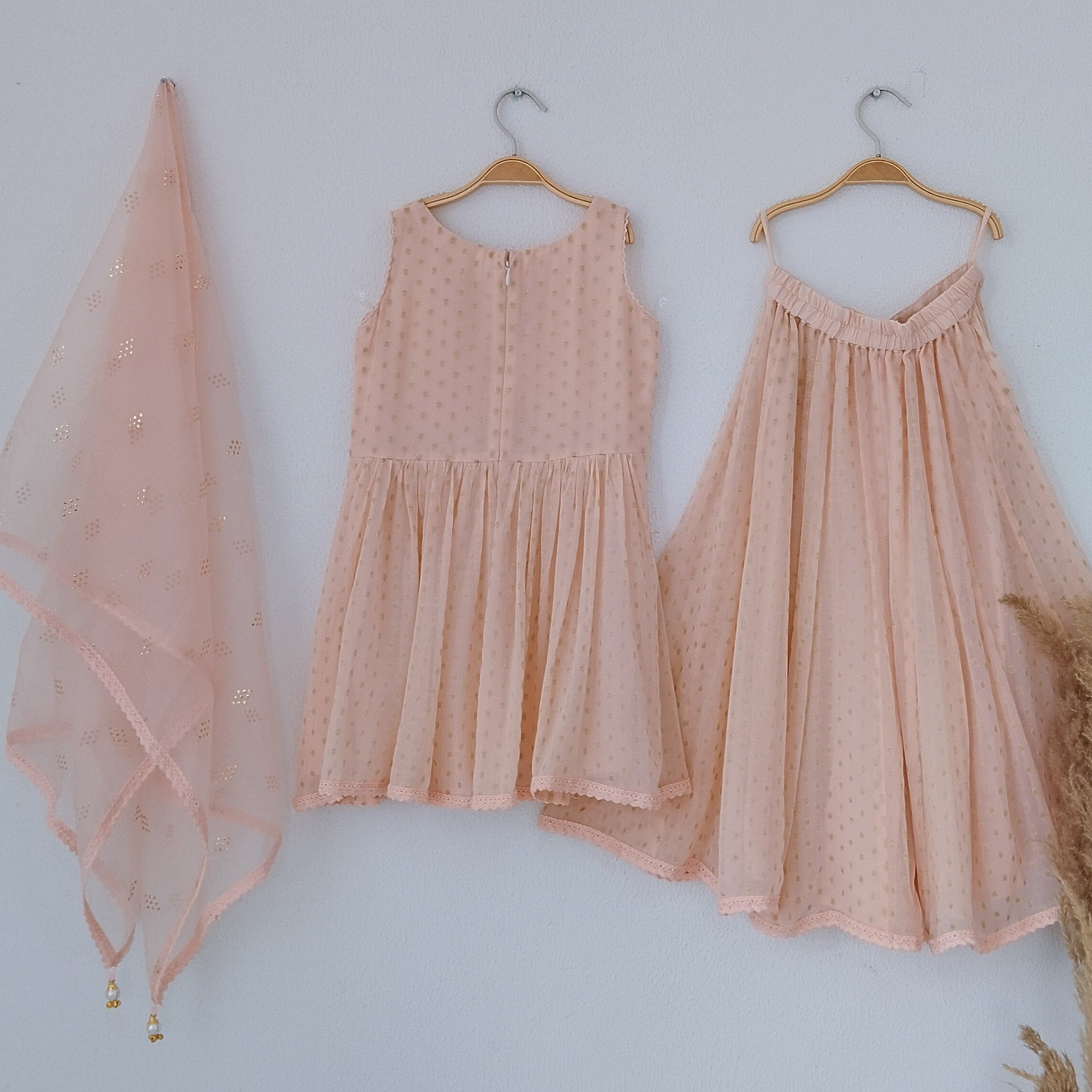 Baby Pink Georgette Kids Sharara Set