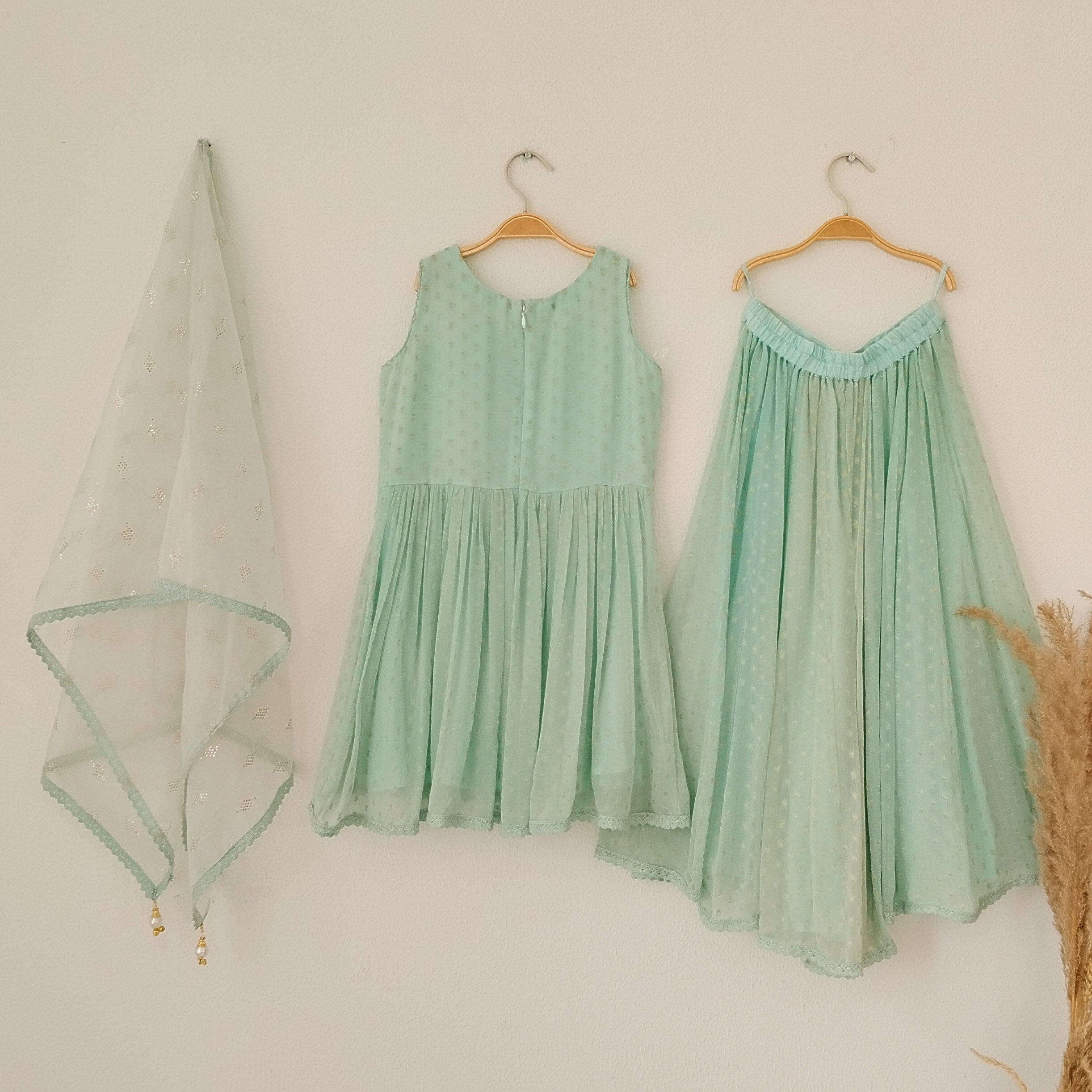 Baby Blue Georgette Kids Sharara Set