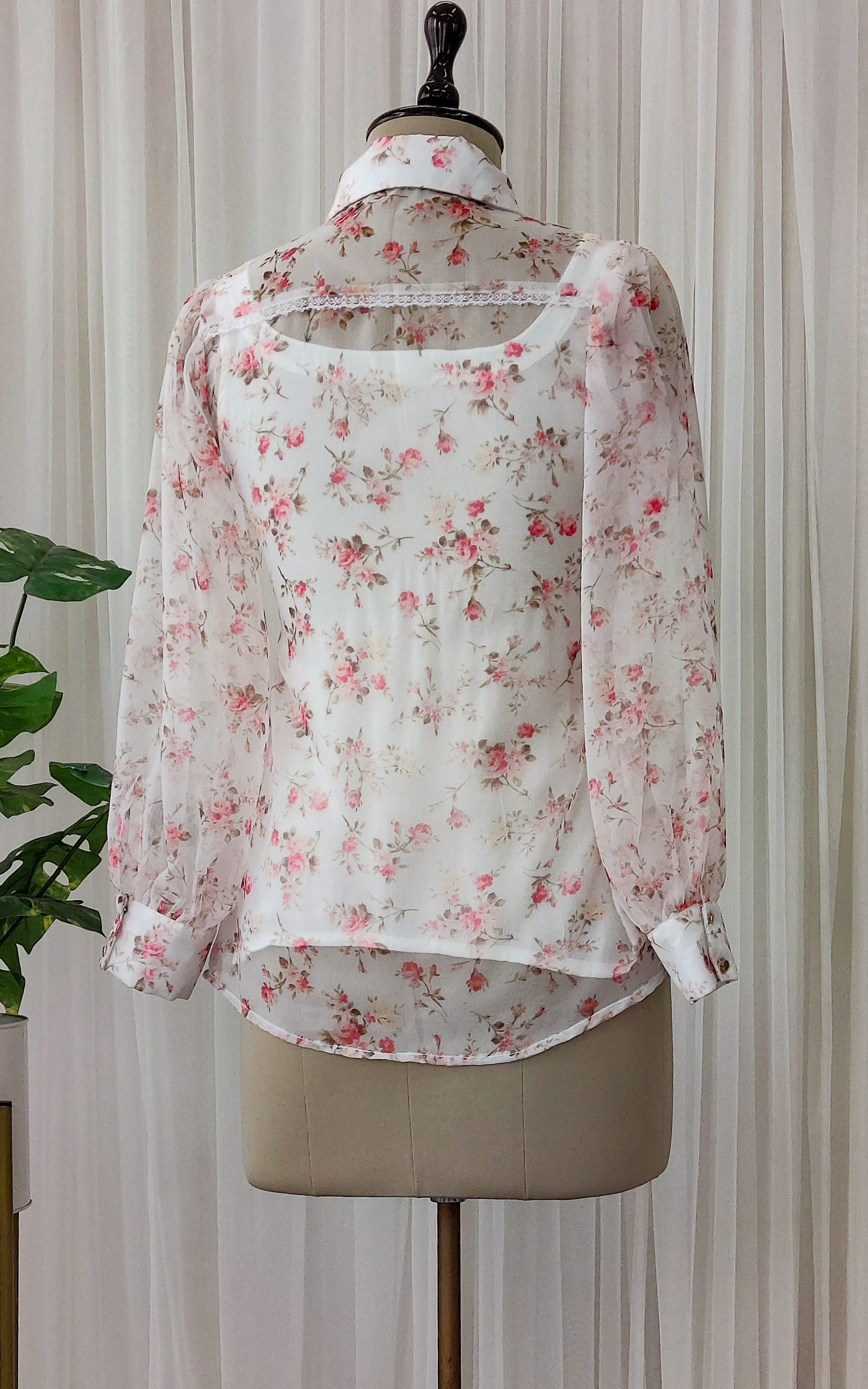 White Floral Organza Shirt