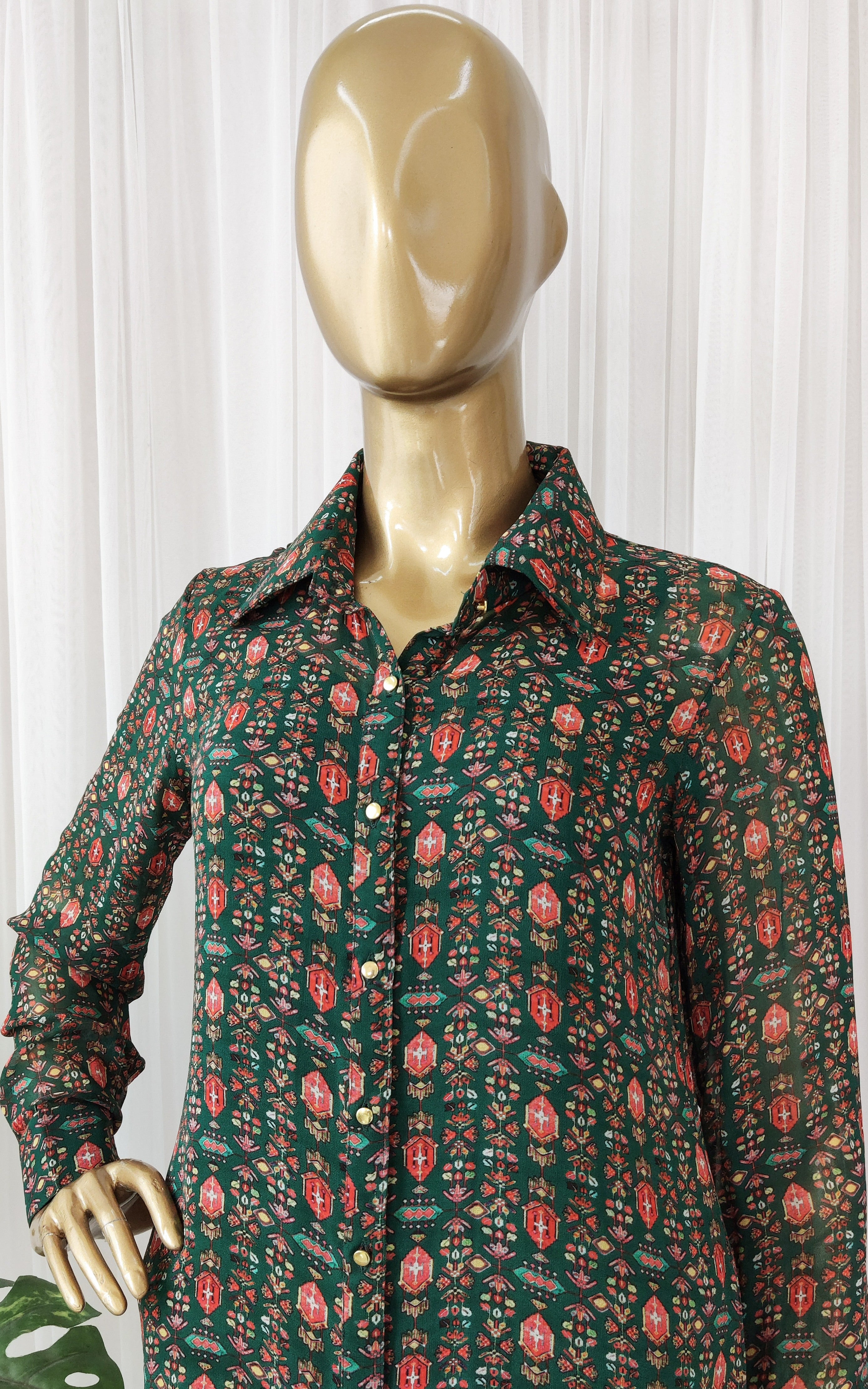 Bottle Green Printed Georgette Co-ord Set