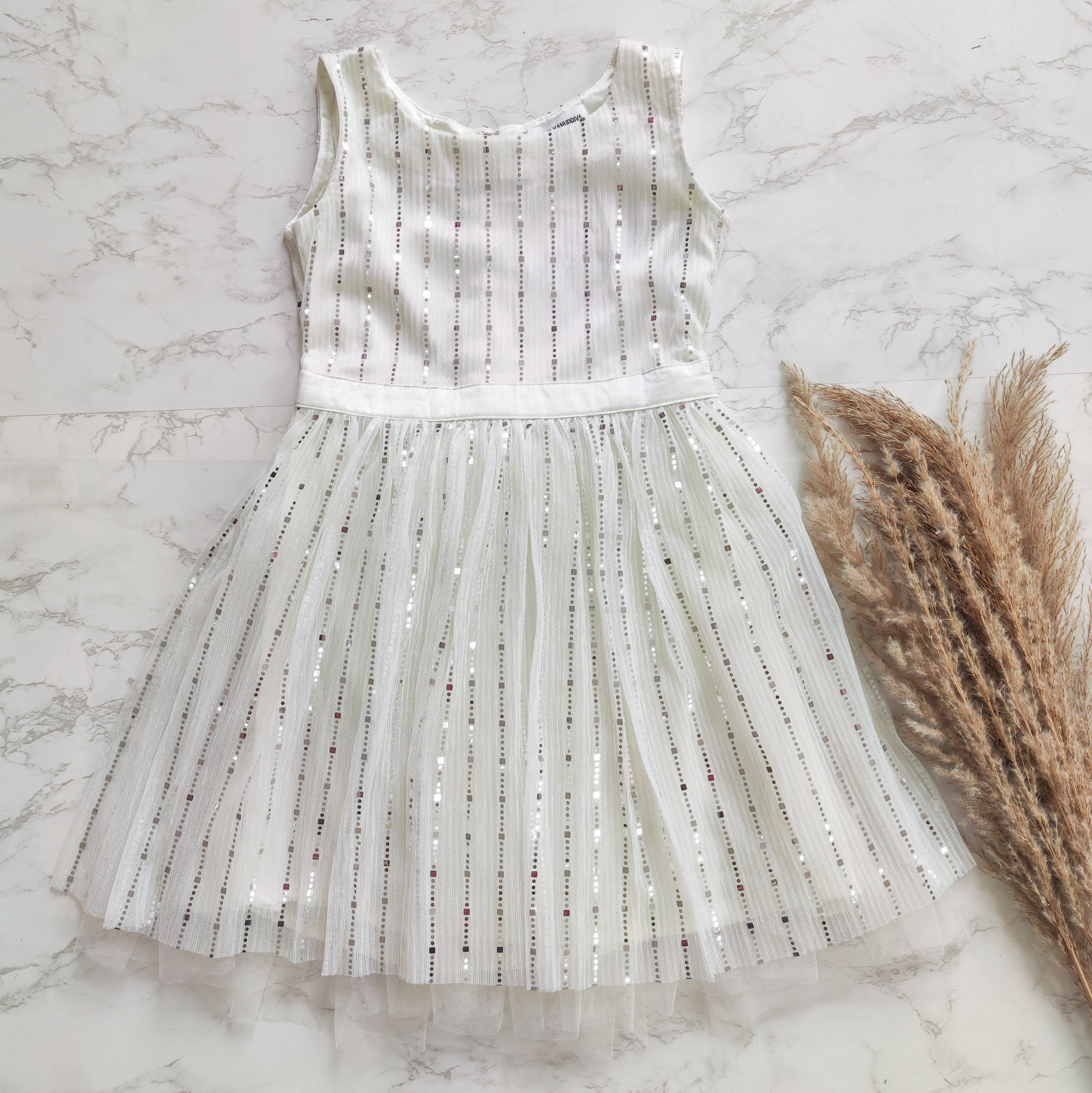 White Shimmer Kids Dress