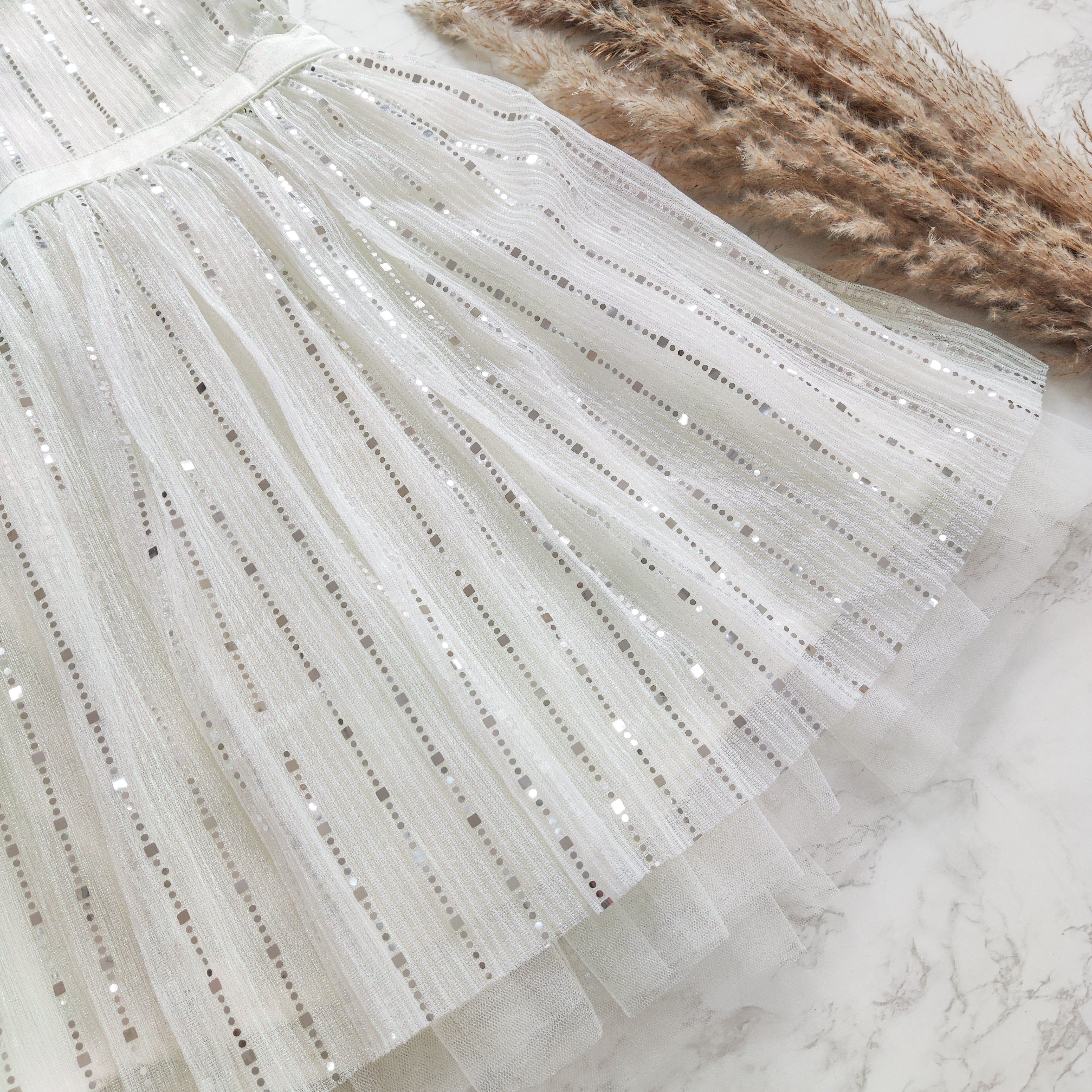 White Shimmer Kids Dress