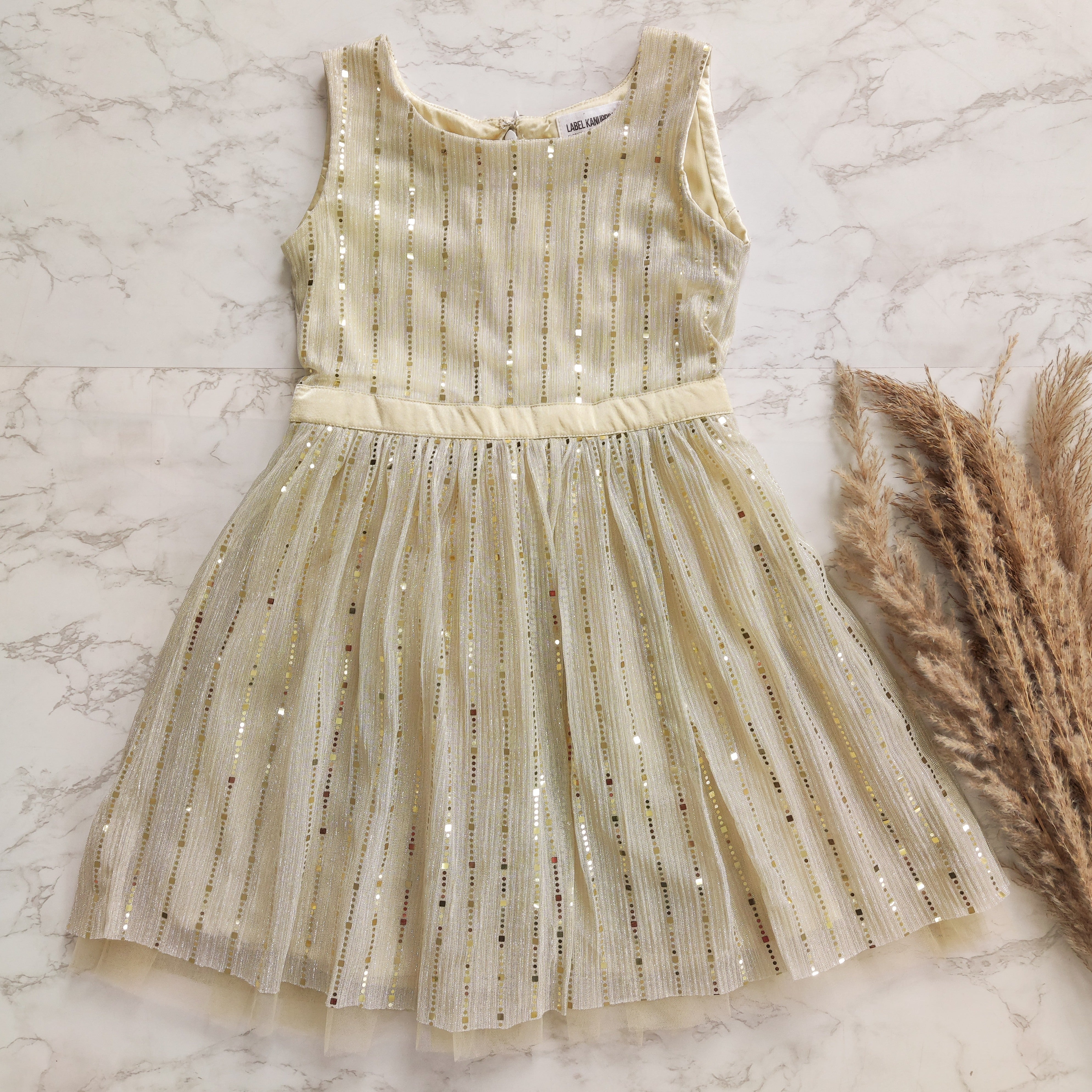 Off White Shimmer Kids Dress