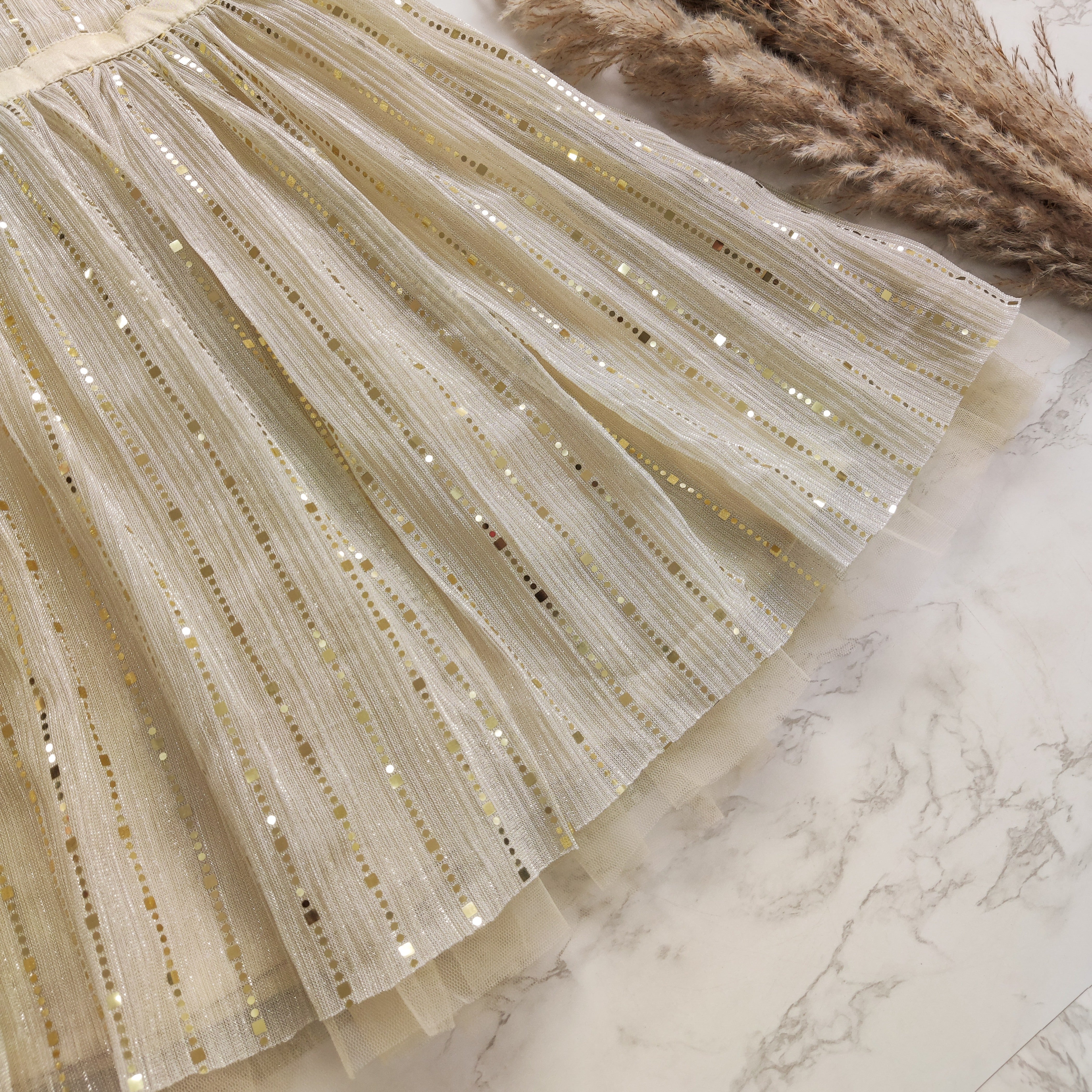 Off White Shimmer Kids Dress