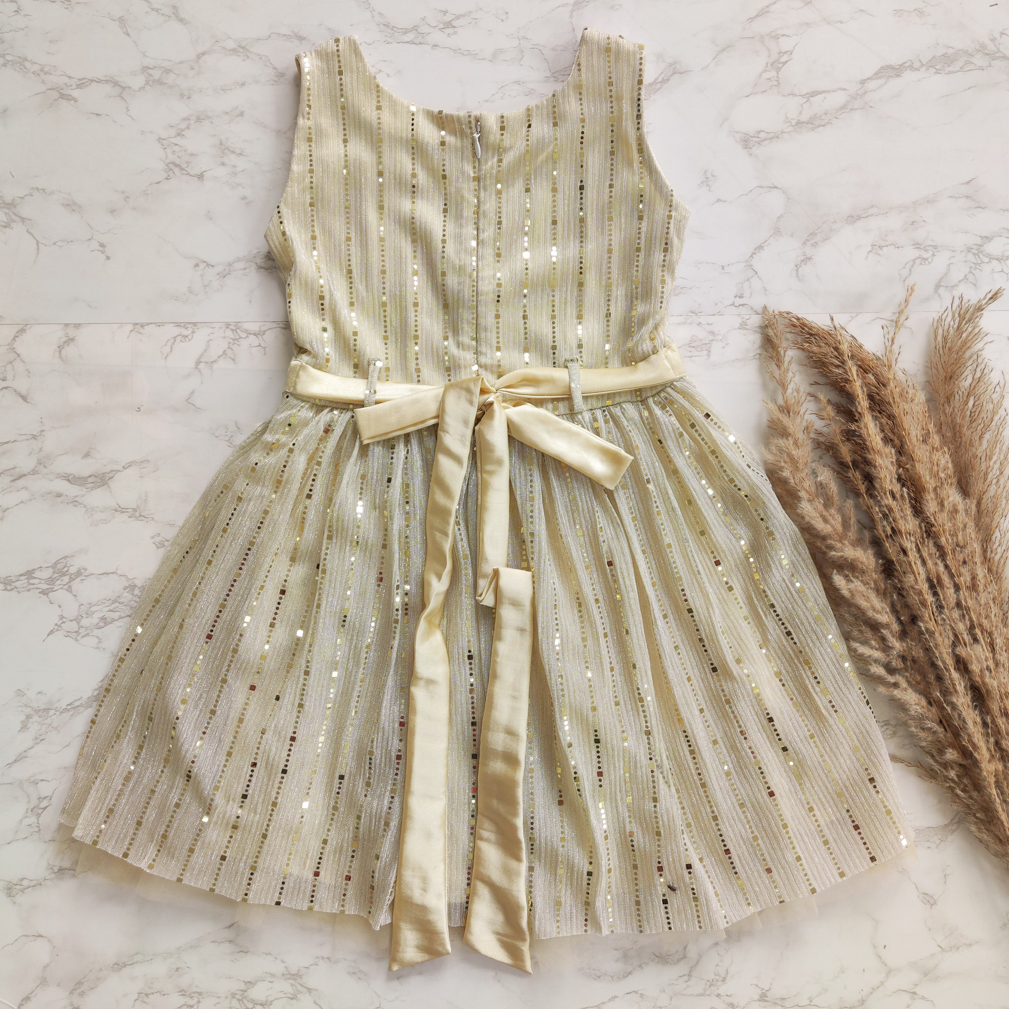 Off White Shimmer Kids Dress