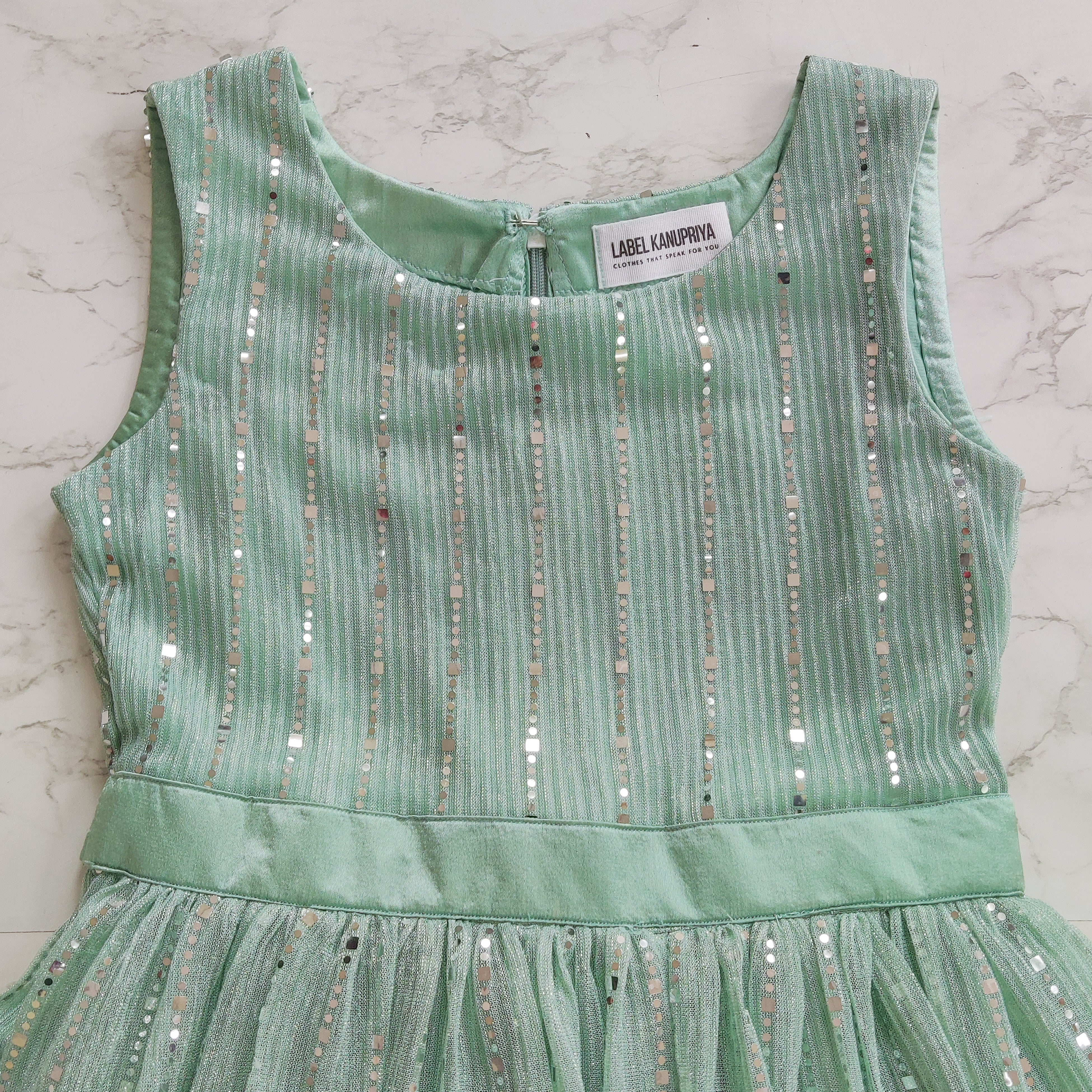 Mint Green Shimmer Kids Dress