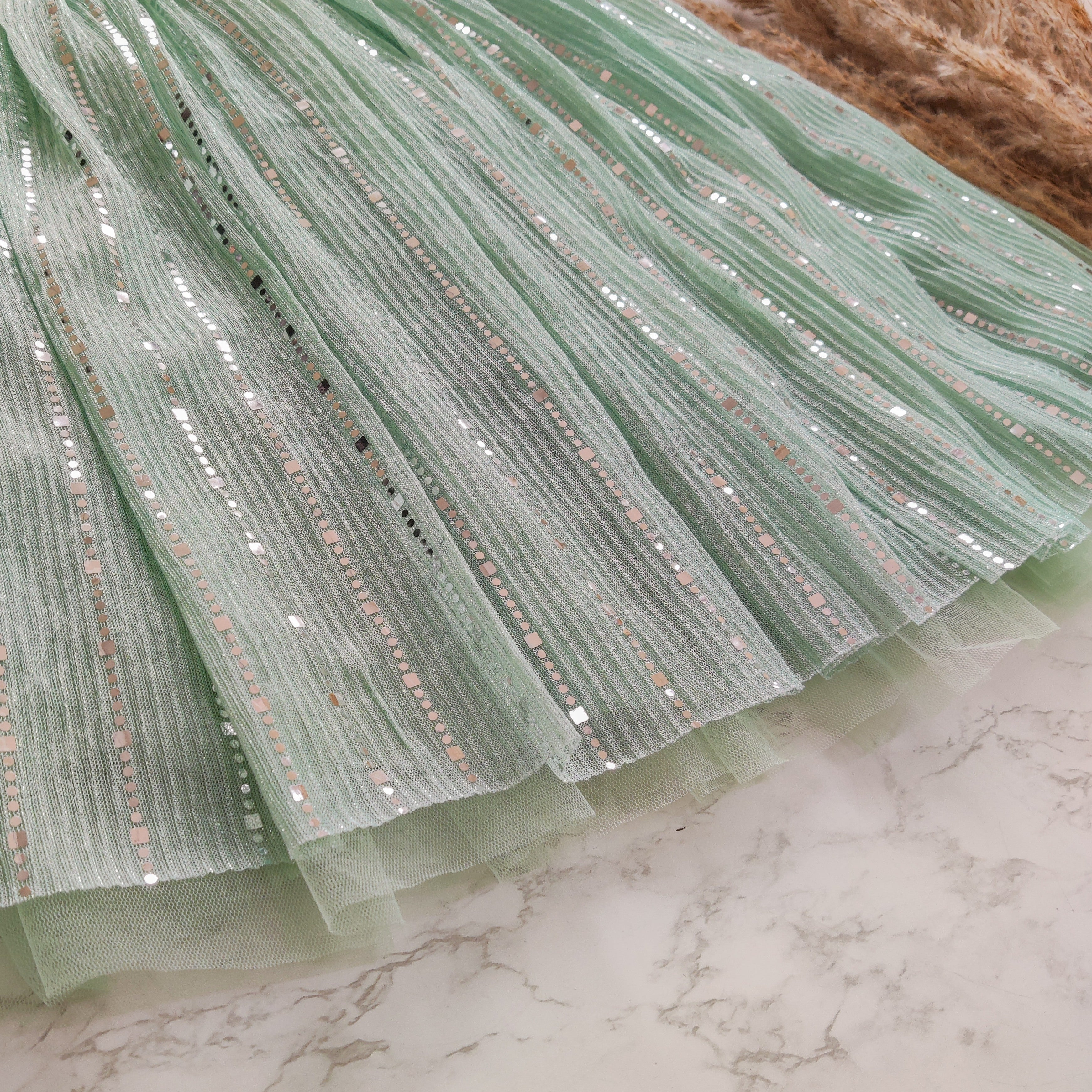 Mint Green Shimmer Kids Dress