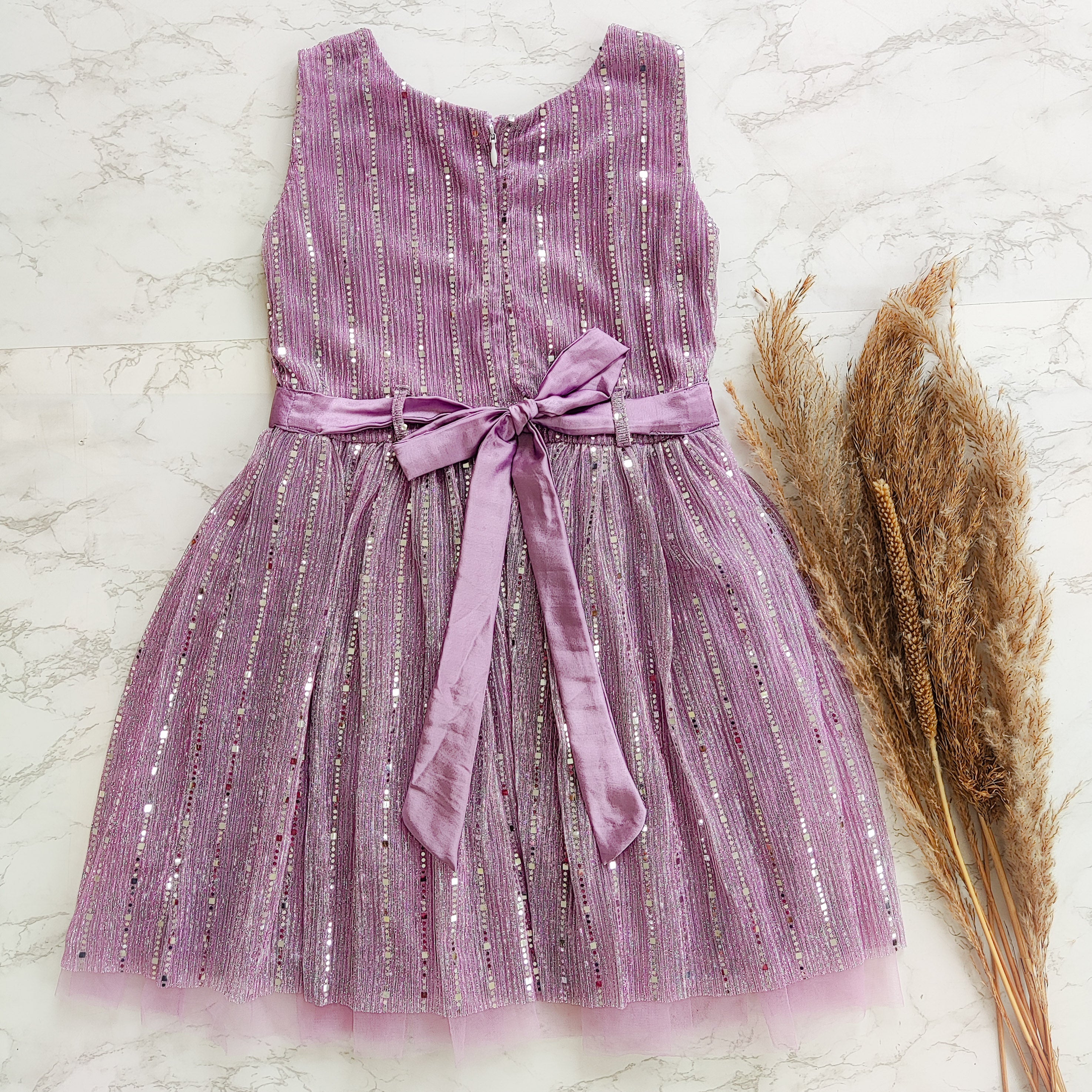 Lilac Shimmer Fabric Kids Dress