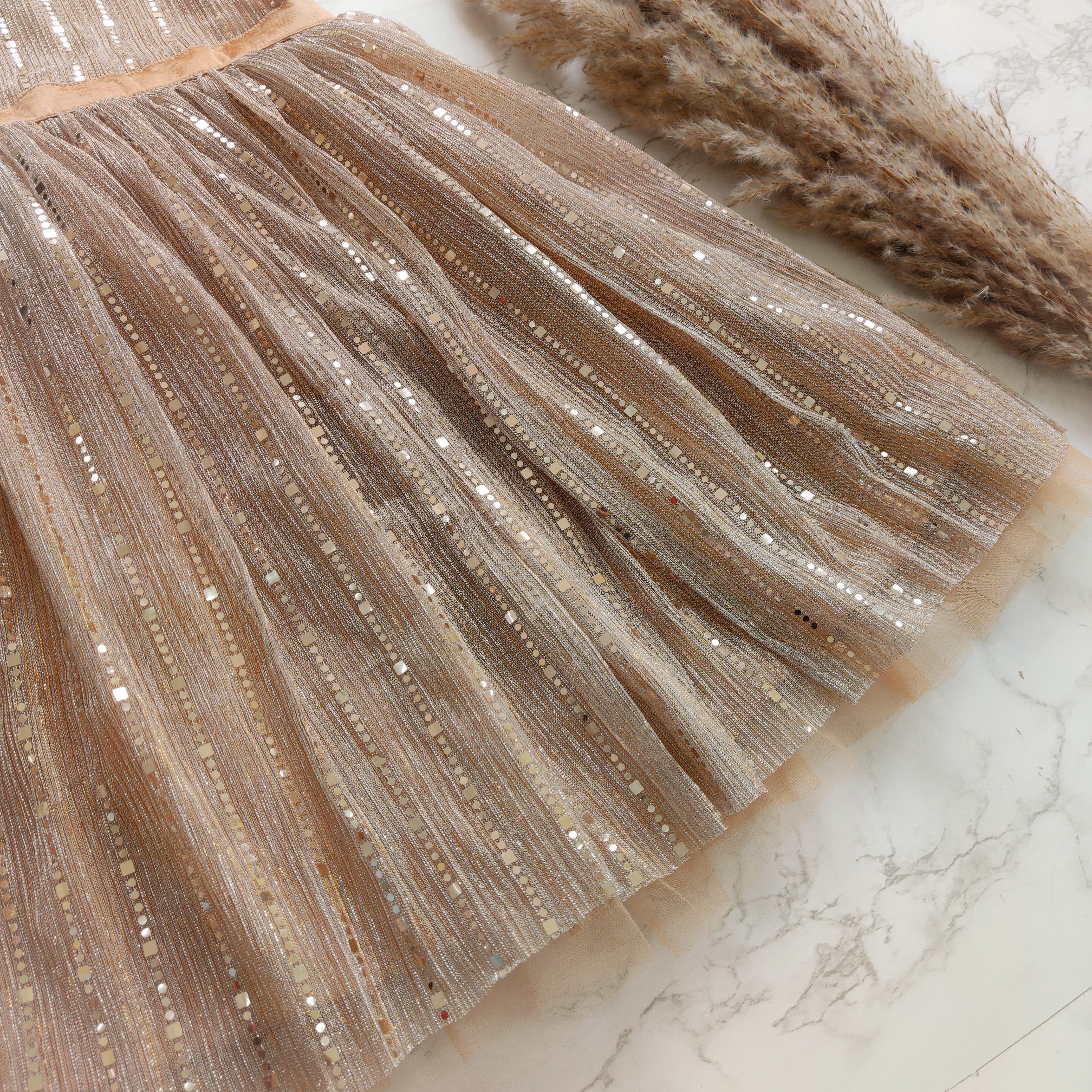 Old Rose Shimmer Fabric Kids Dress