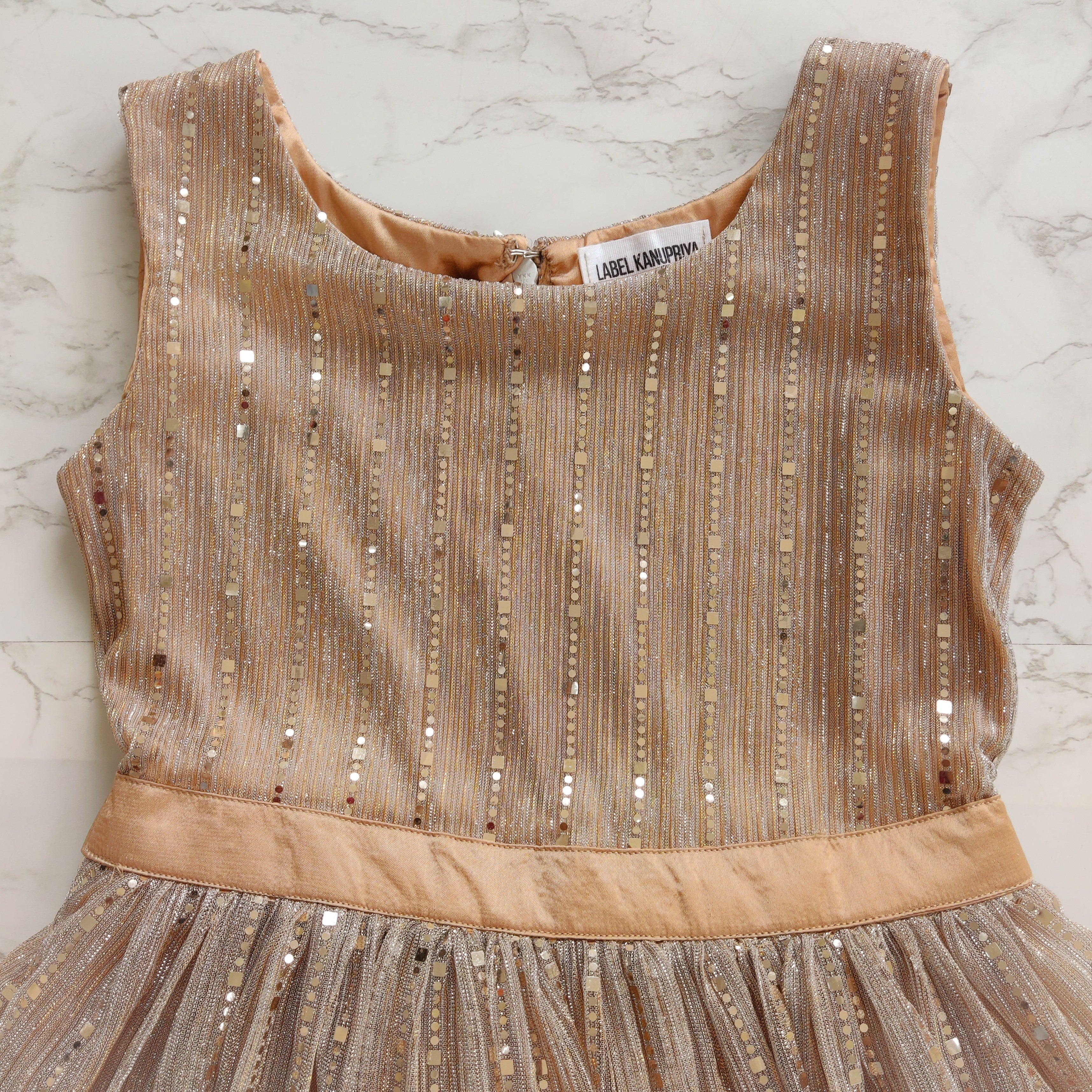 Old Rose Shimmer Fabric Kids Dress