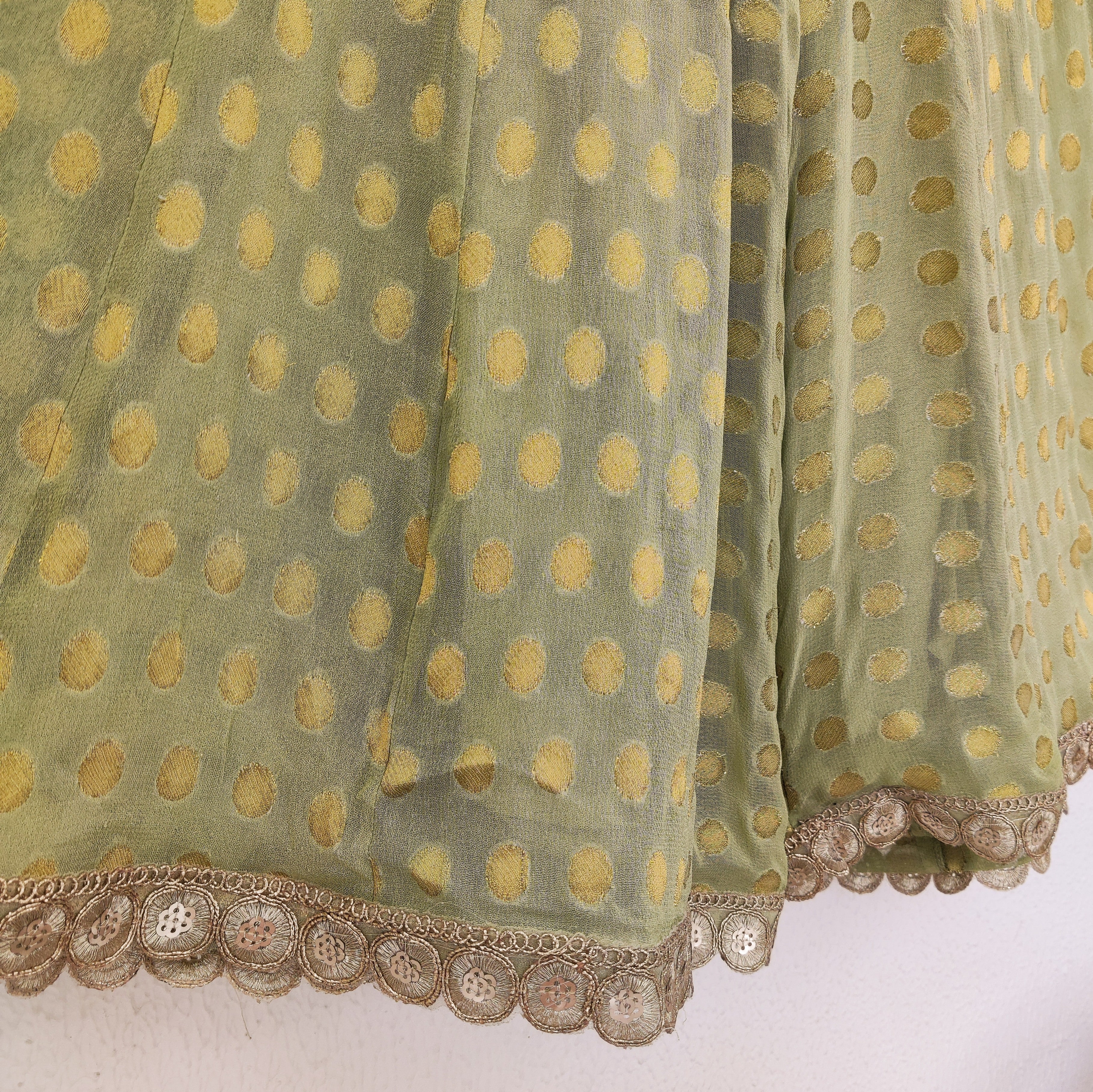 Green Polka Dot Kids Peplum and Sharara Set