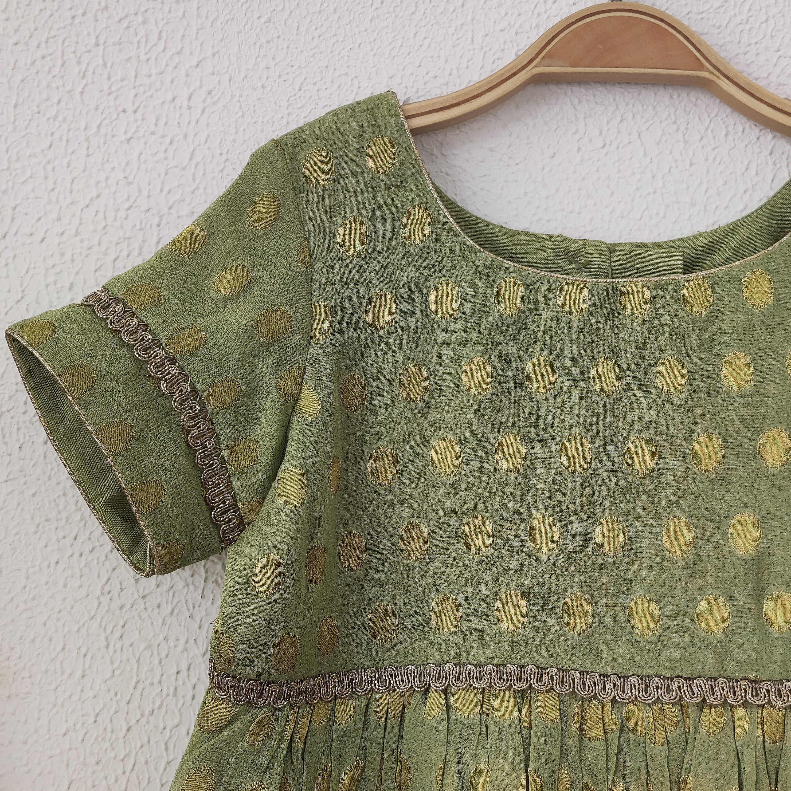 Green Polka Dot Kids Peplum and Sharara Set