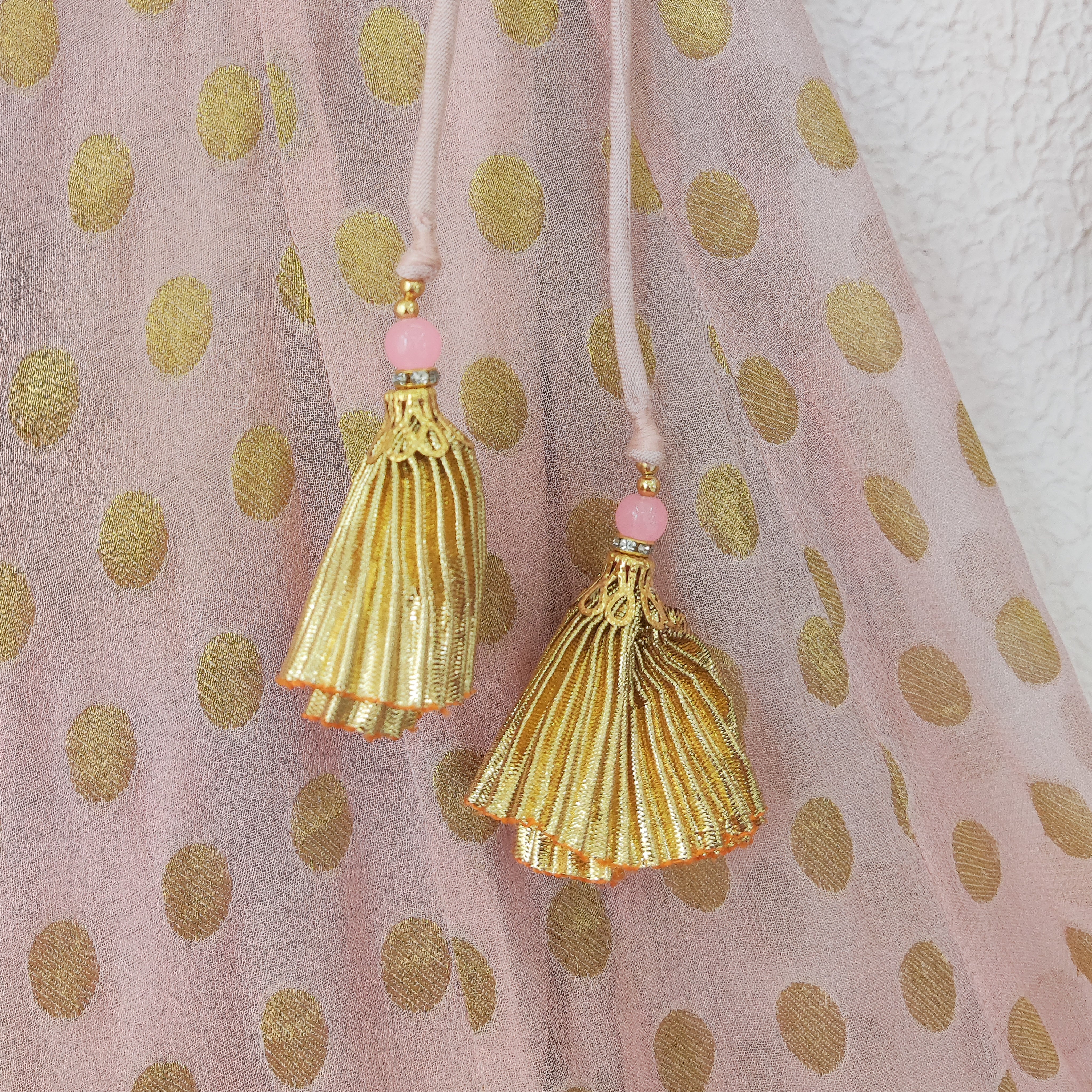 Powder Pink Polka Dot Kids Sharara Set