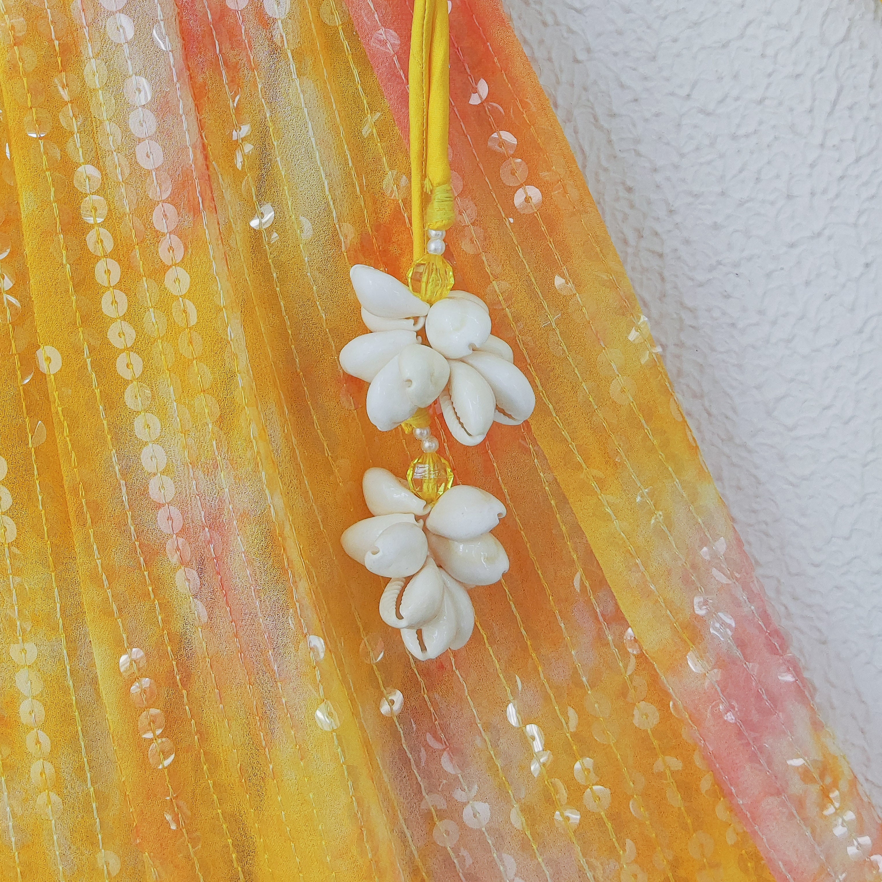 Yellow Pink Shibori Sequin-work Kids Lehenga