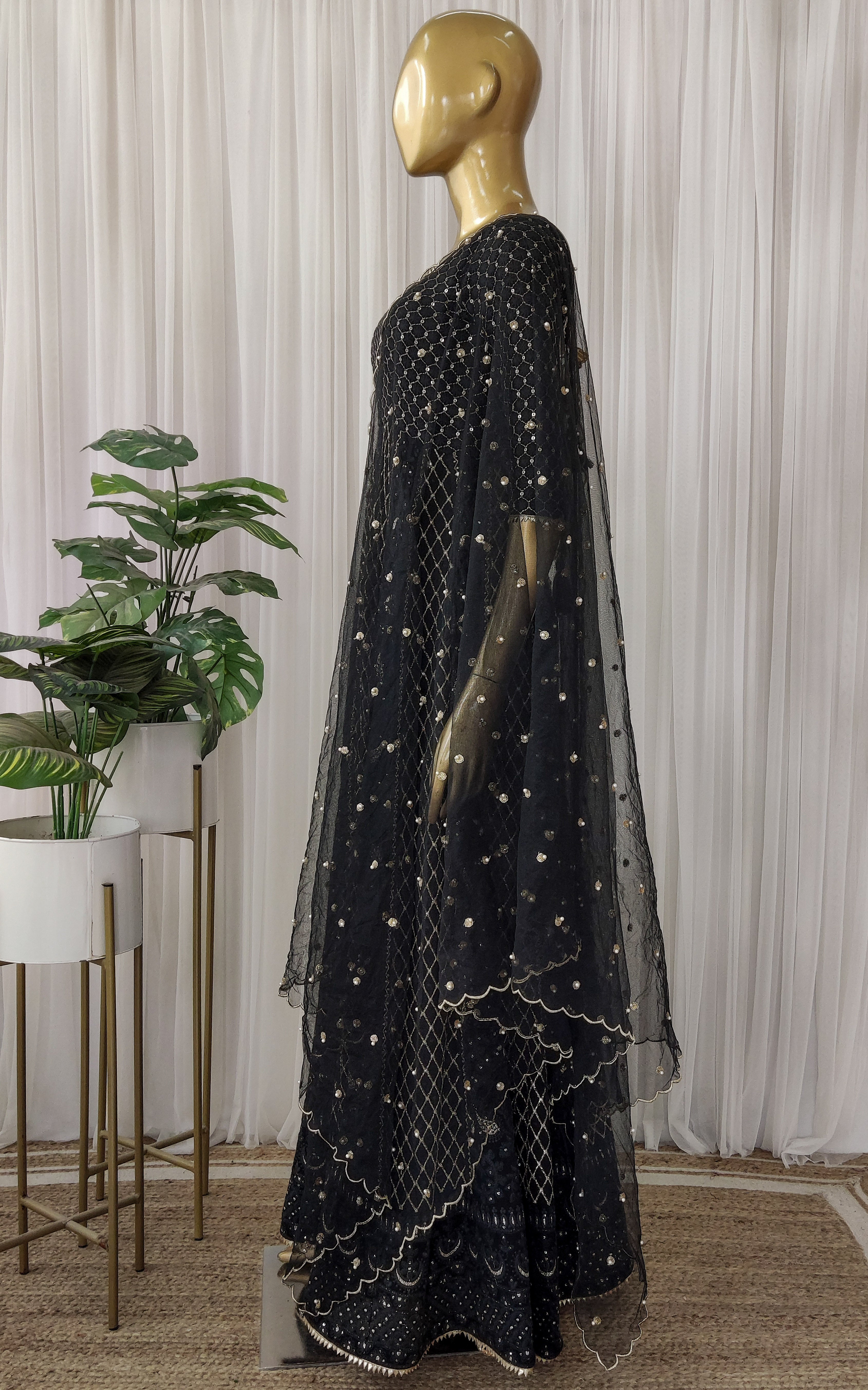 Charcoal Black Chikankari Anarkali