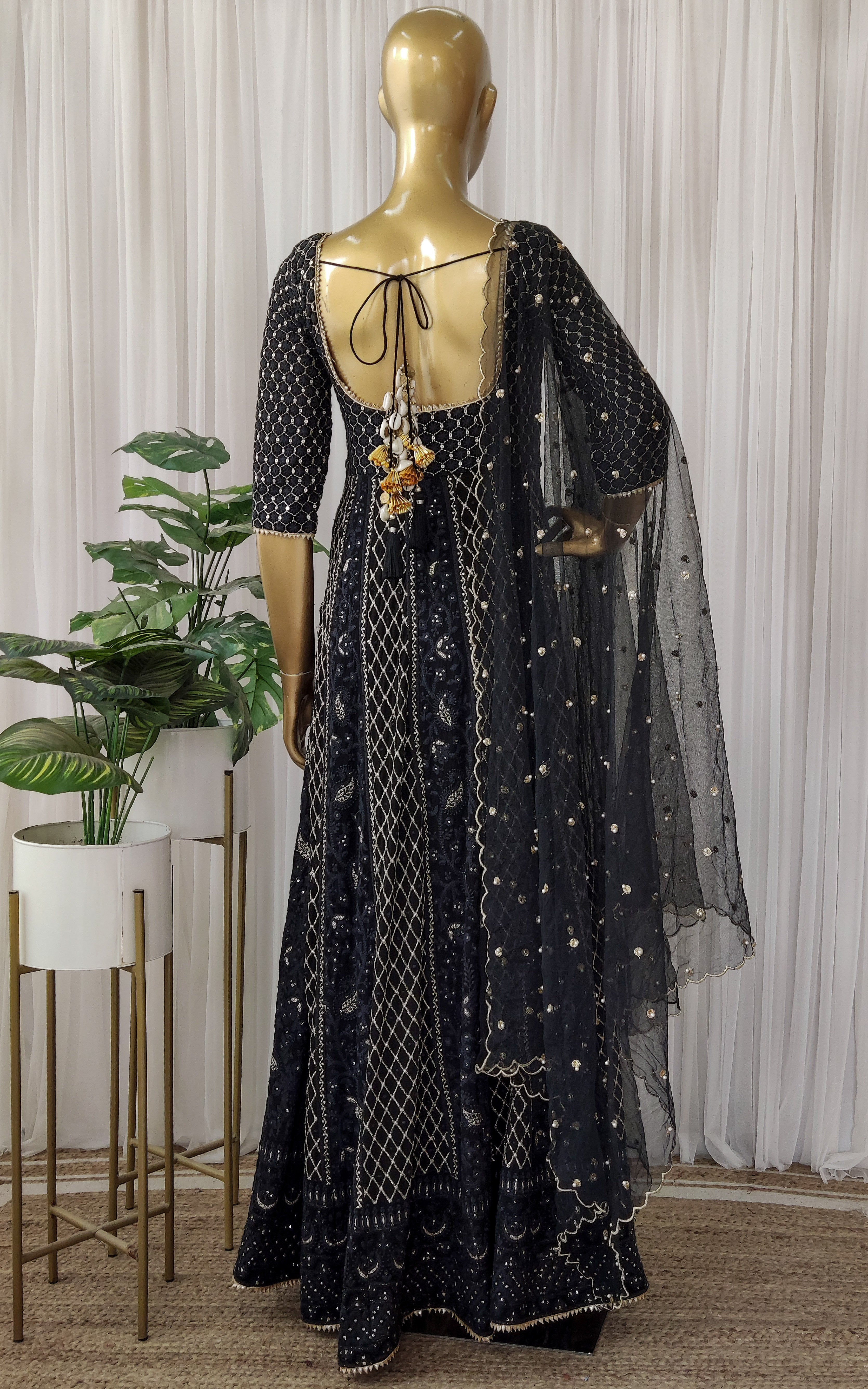 Charcoal Black Chikankari Anarkali