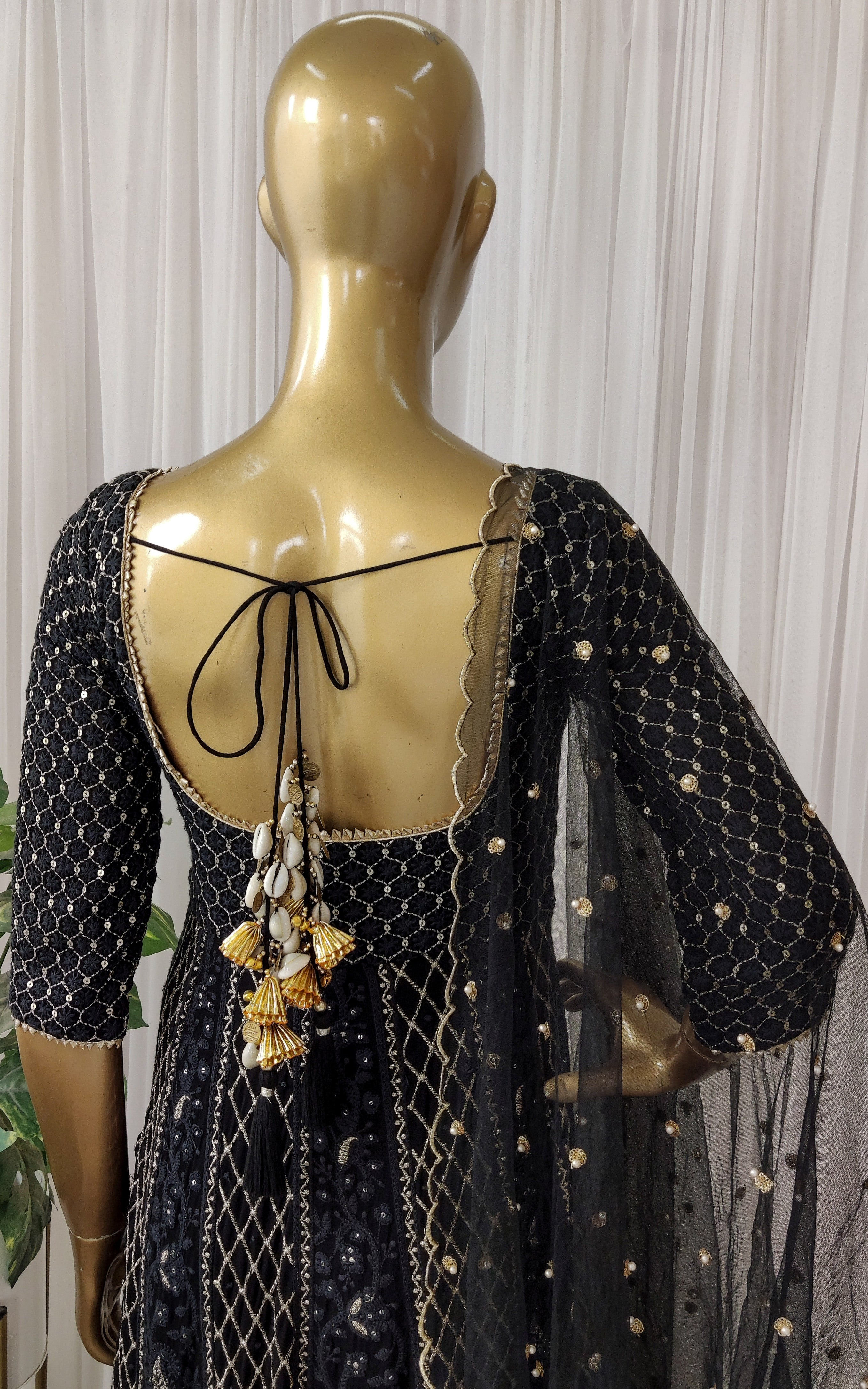 Charcoal Black Chikankari Anarkali