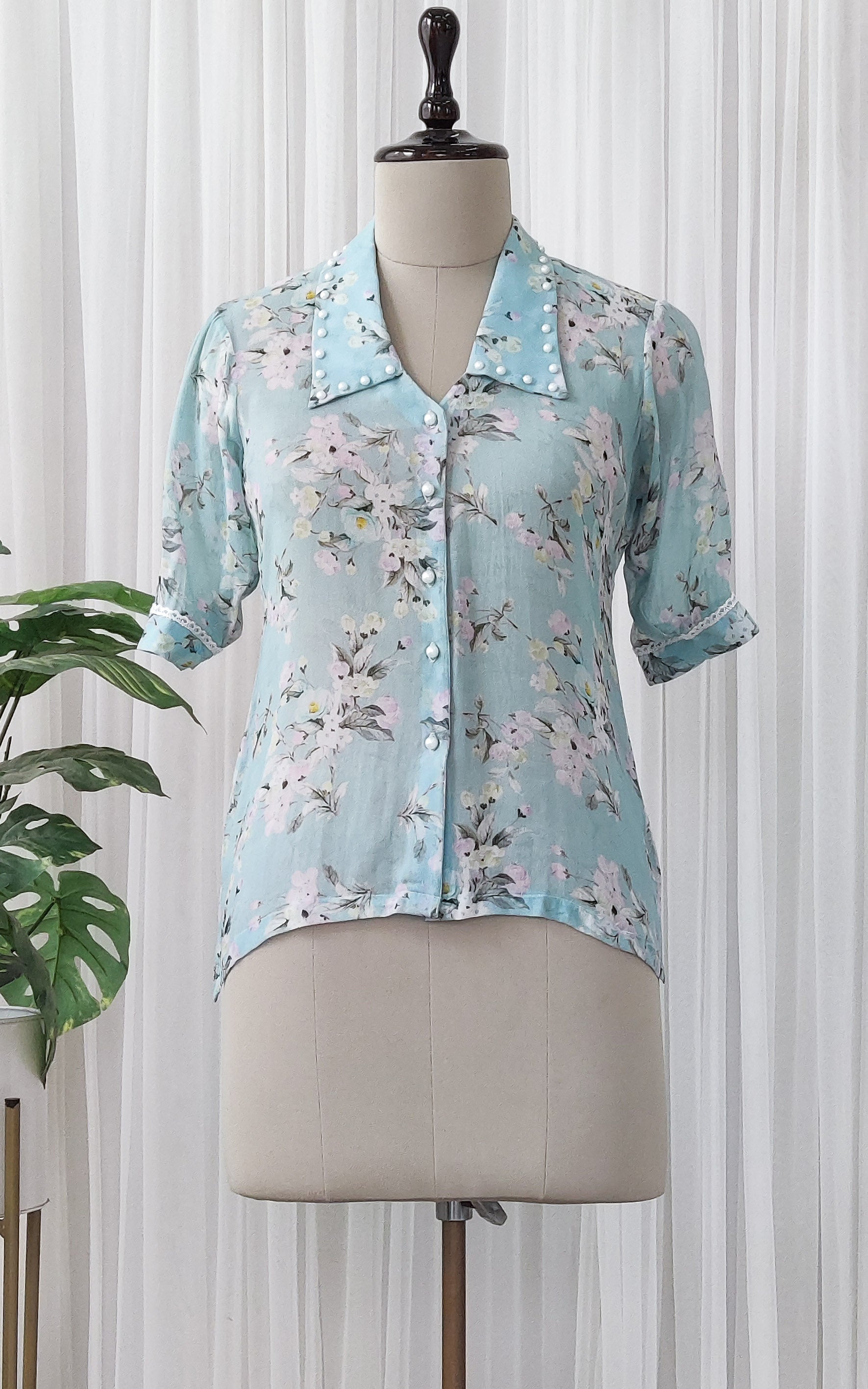 Light Blue Floral Georgette Top