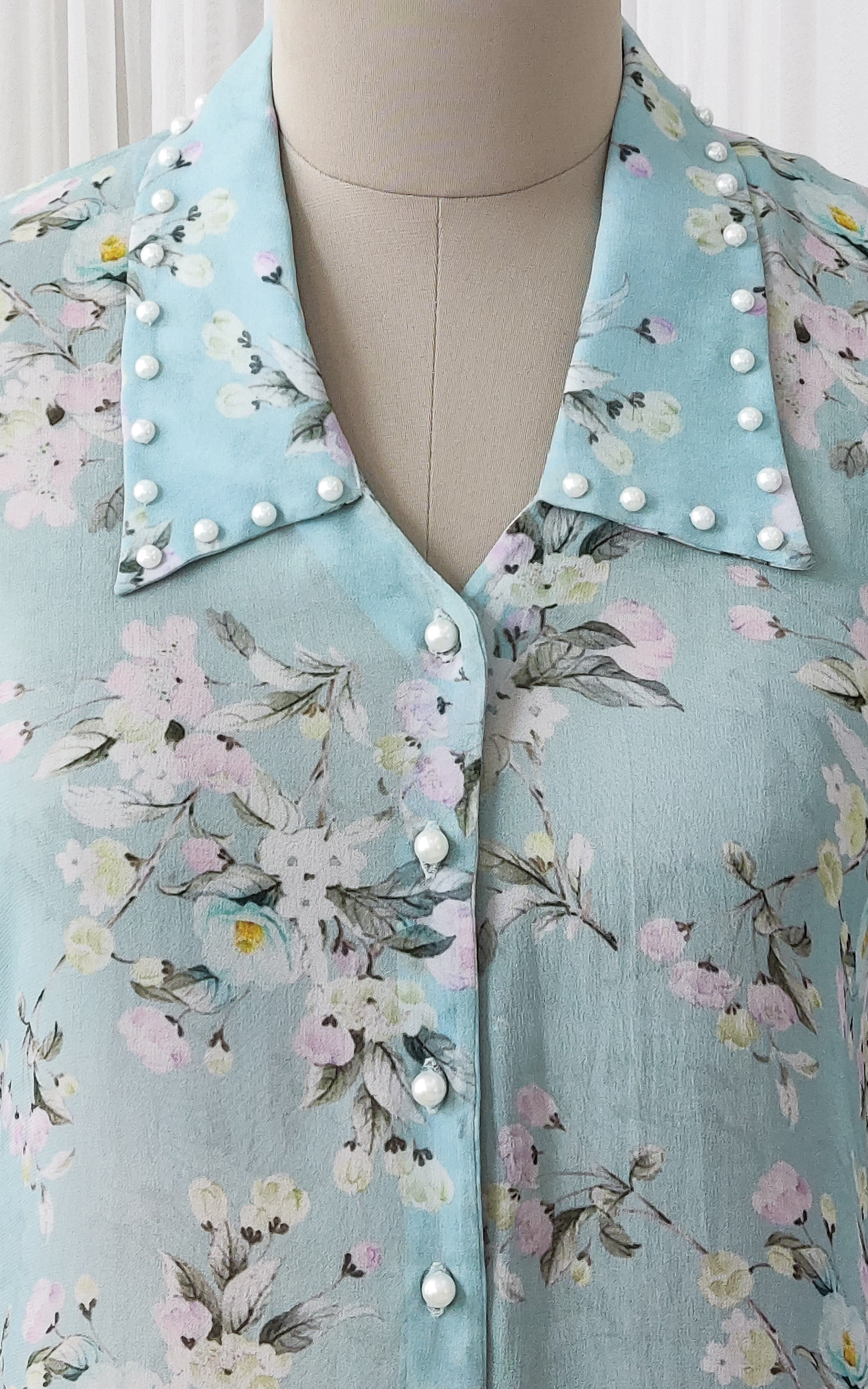 Light Blue Floral Georgette Top